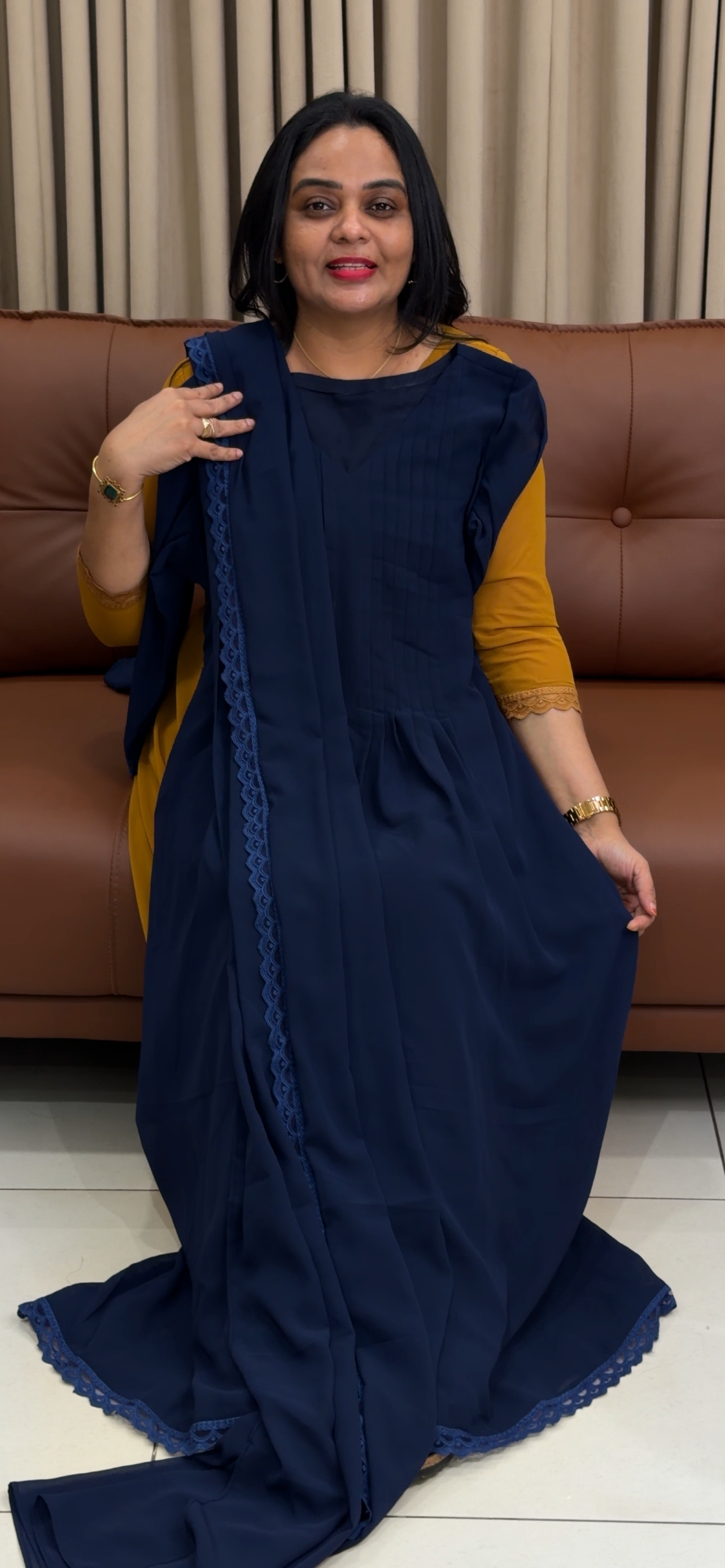 IHA'S IN-HOUSE FAUX GEORGETTE ALINE TOP AND DUPATTA - IHA 34337