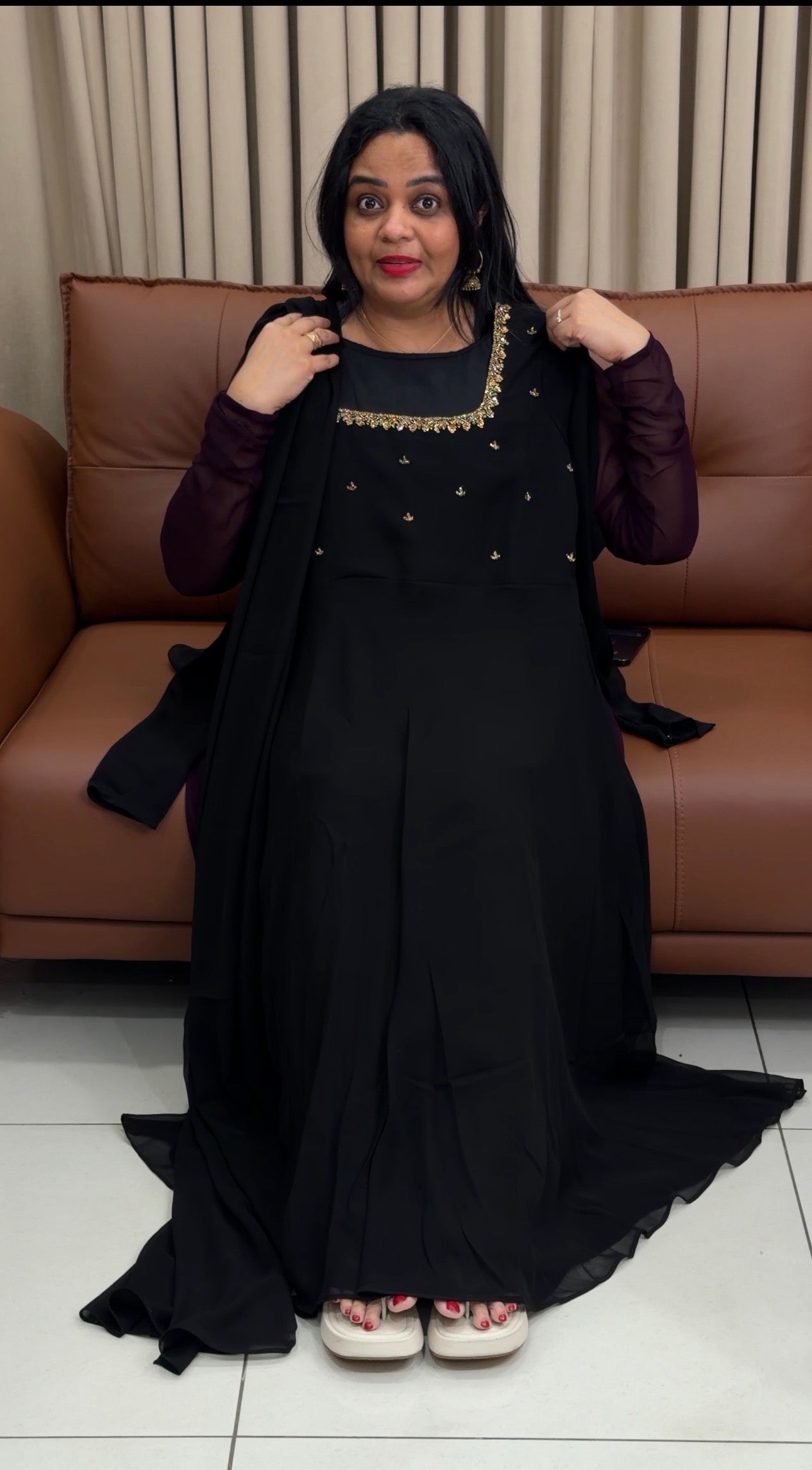 IHA'S IN-HOUSE HAND WORKED ANARKALI TOP AND DUPATTA - IHA 34470
