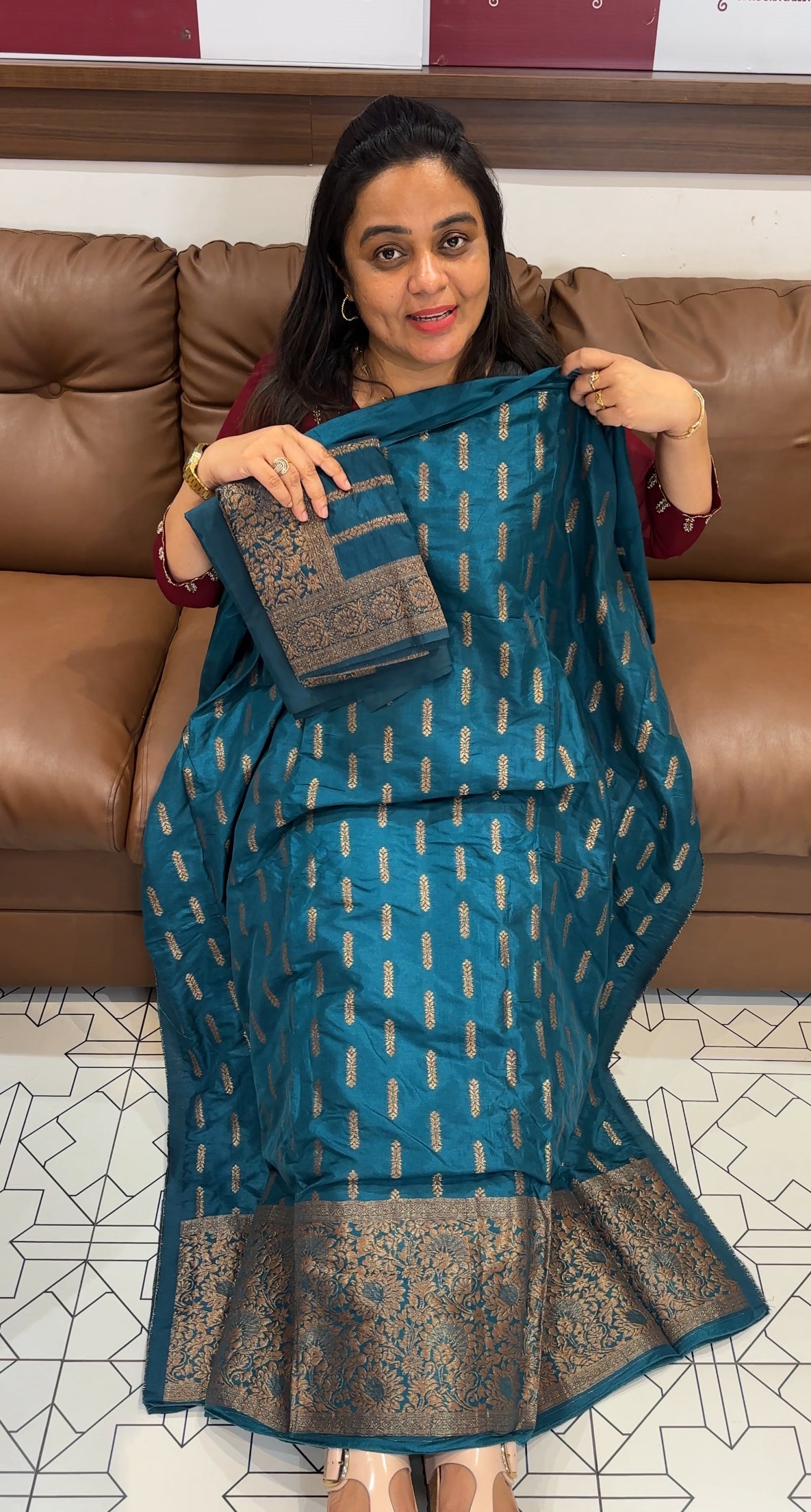 SEMI BANARASI UNSTITCHED SALWAR SUITS  - IHA 28043