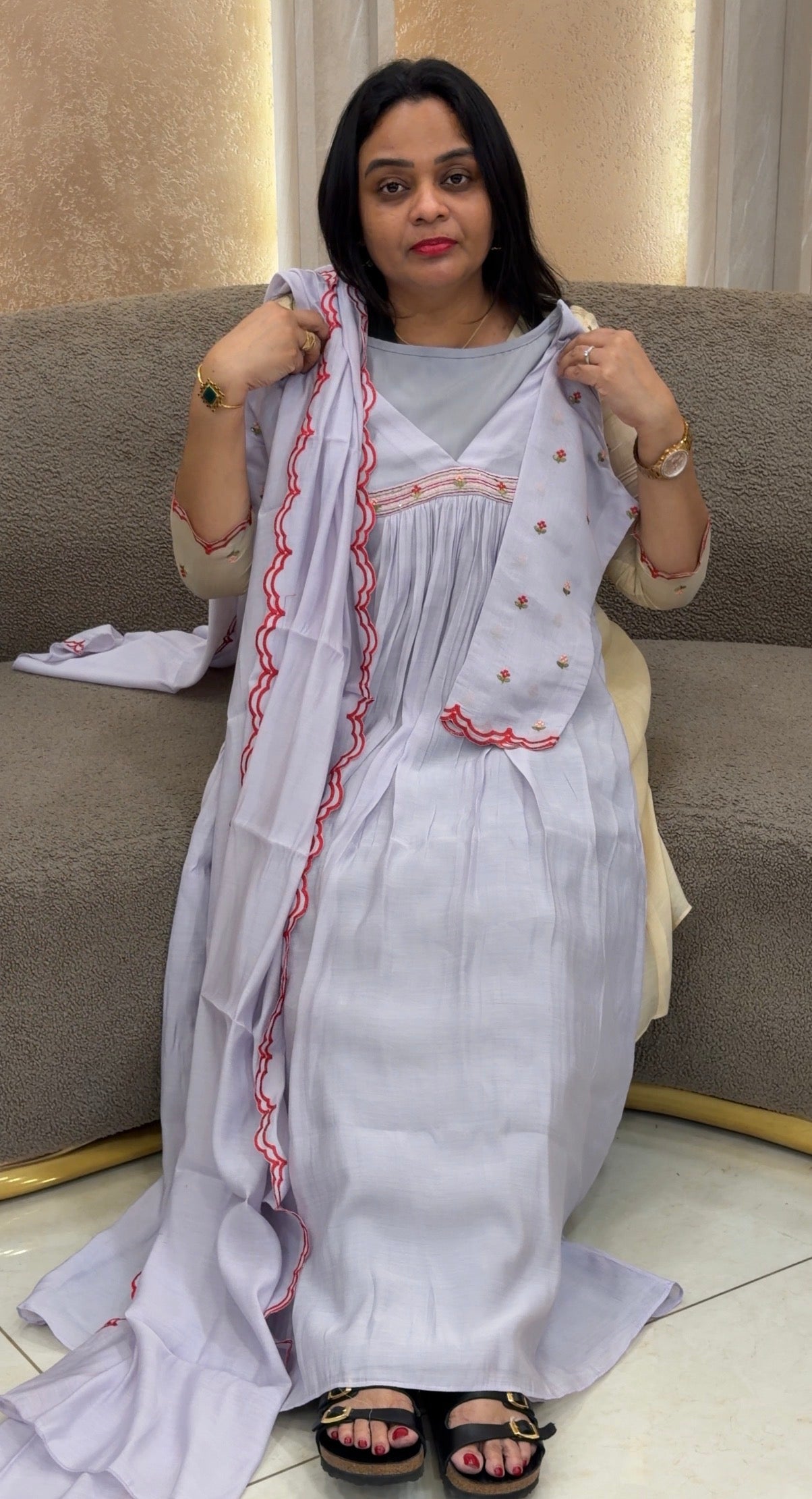 IHA'S IN-HOUSE MALAI CHANDERI TOP,BOTTOM AND DUPATTA - IHA 34342