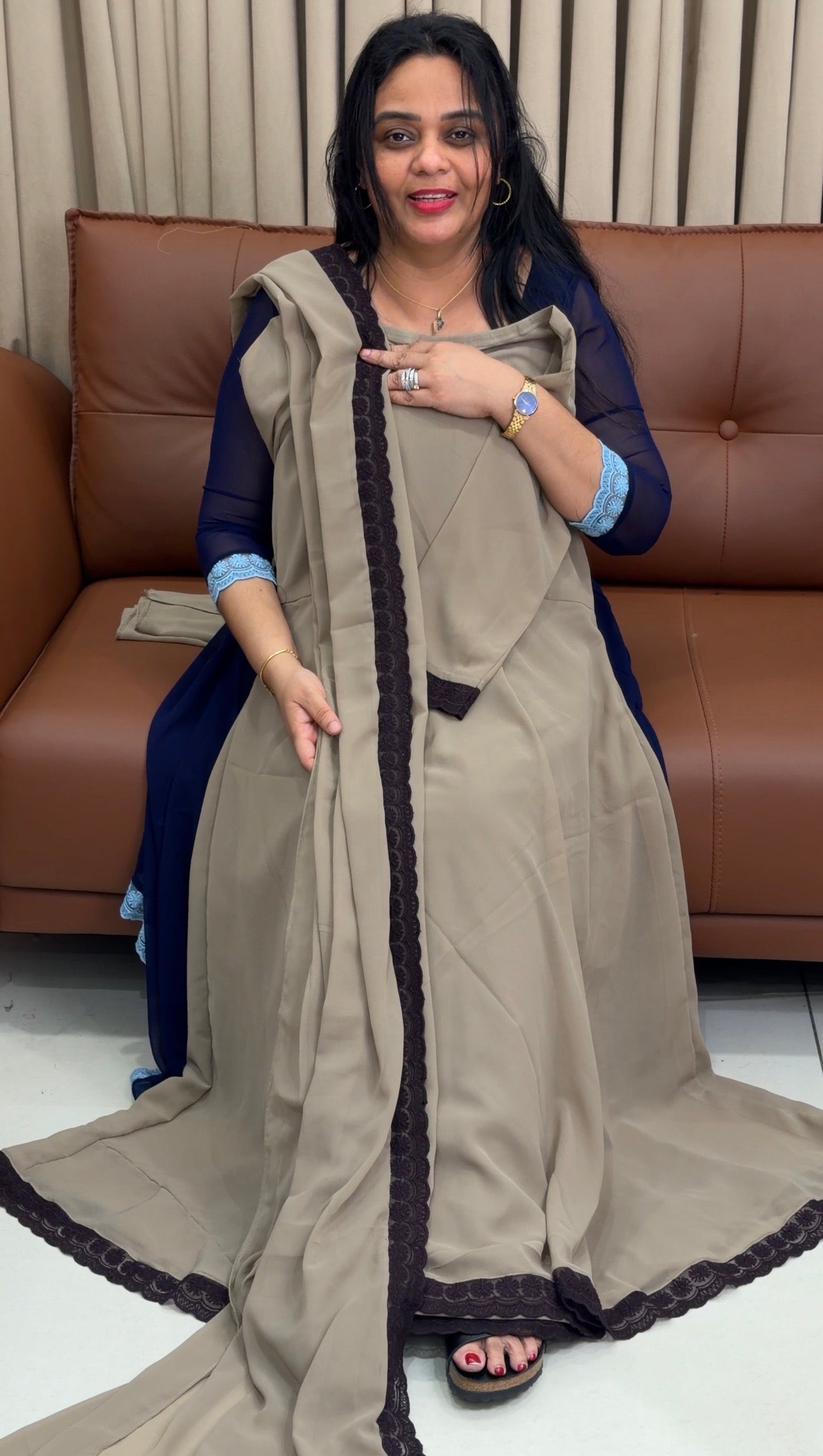 IHA'S IN-HOUSE GEORGETTE ANARKALI TOP AND DUPATTA - IHA 34620
