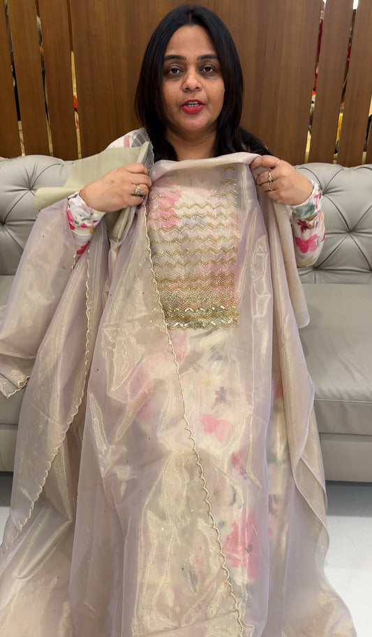 SHIMMER NET UNSTITCHED SALWAR SUITS - IHA 26091