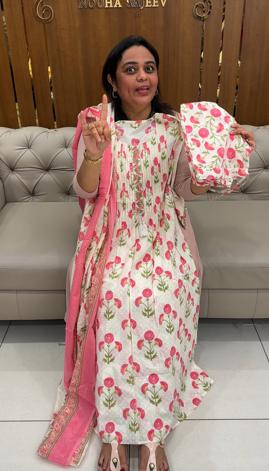PRINTED COTTON TOP,BOTTOM AND DUPATTA - IHA 27476