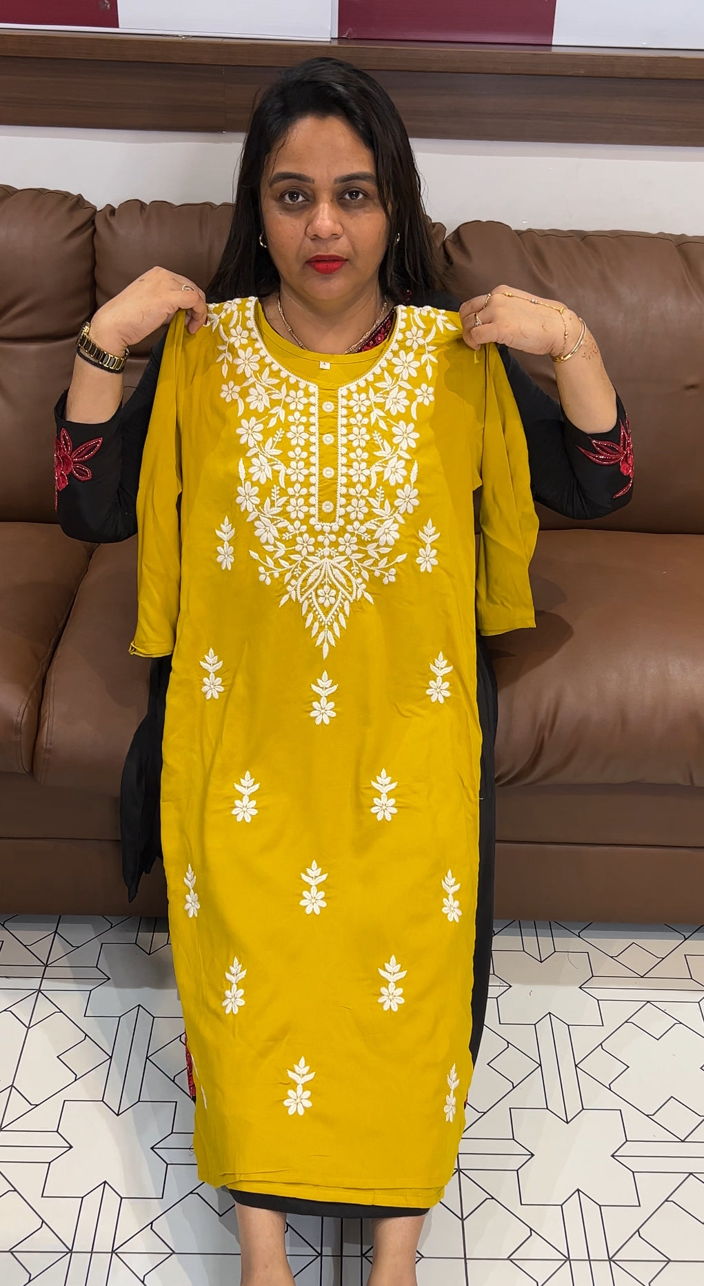 HAND WORKED LUCKNOWI TOPS - IHA 24070