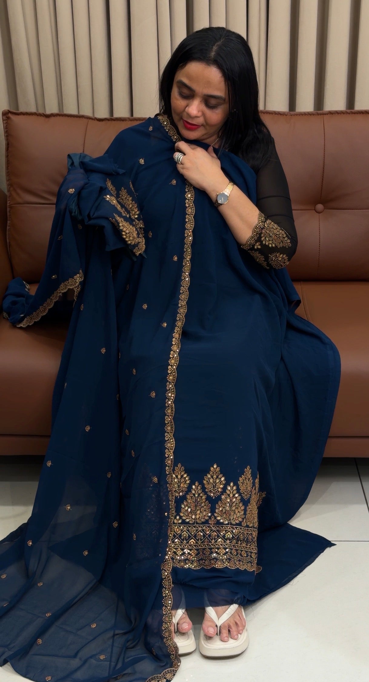 FAUX GEORGETTE UNSTITCHED SALWAR SUITS - IHA 34750