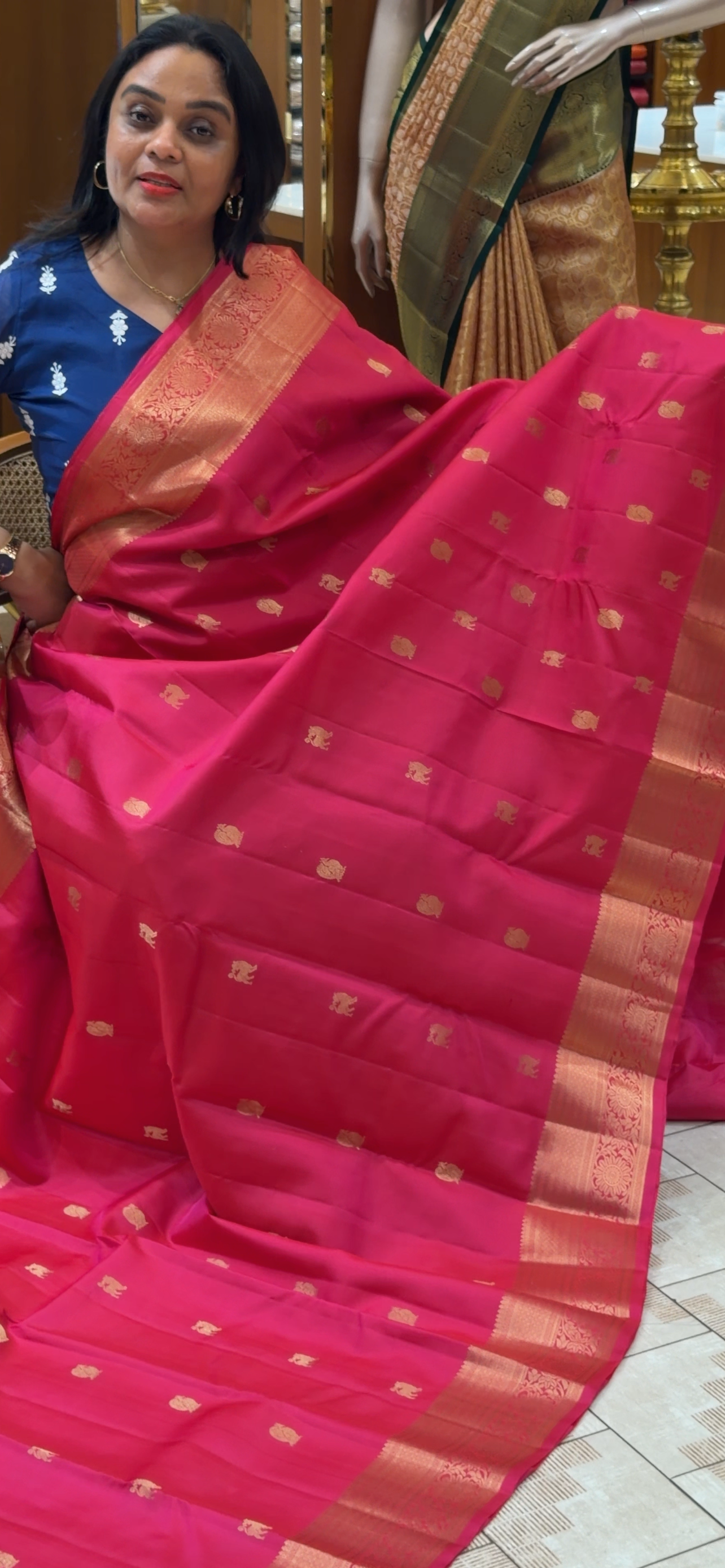 HANDLOOM KANCHIPURAM  SAREES - IHA 33550
