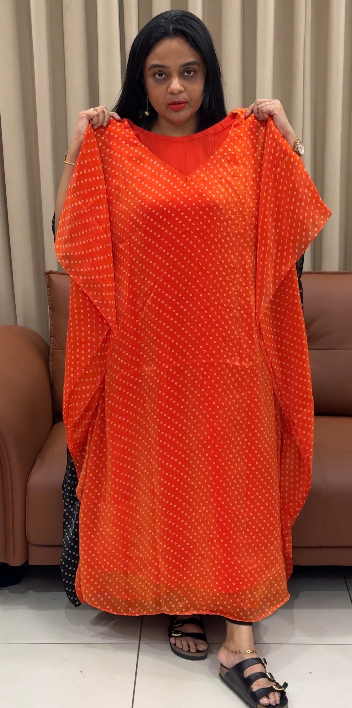 IHA'S IN-HOUSE BANDHEJ PRINTED KAFTAN TOPS - IHA 35404