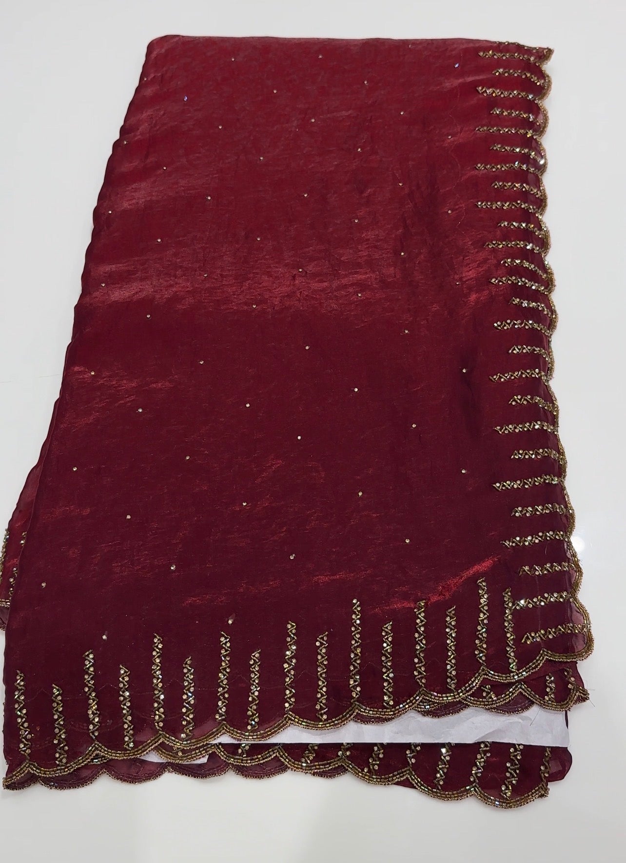 HAND WORKED VELVET SAREES - IHA 31623