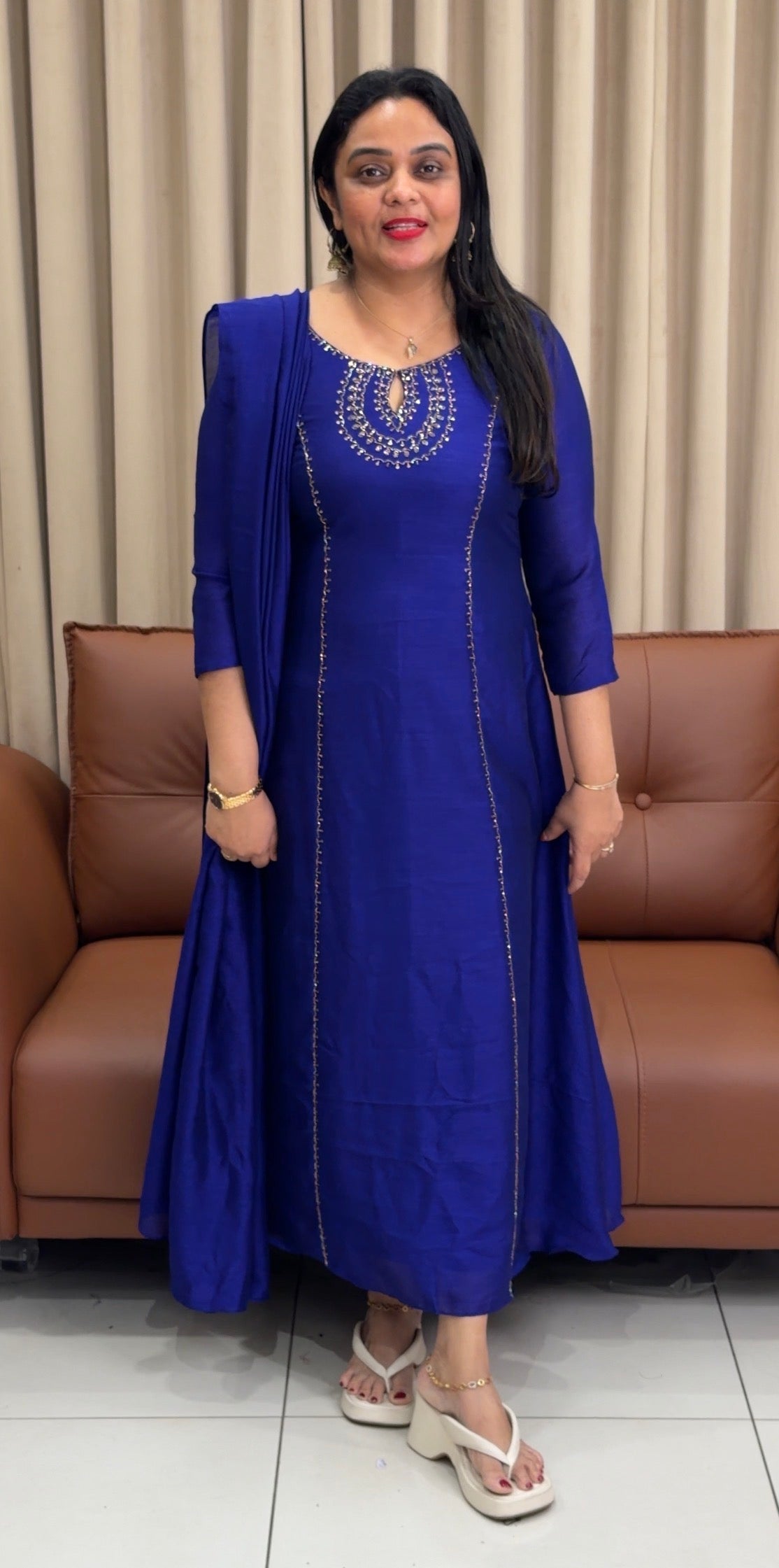IHA'S IN-HOUSE HAND WORKED ALINE TOP AND DUPATTA - IHA 34007