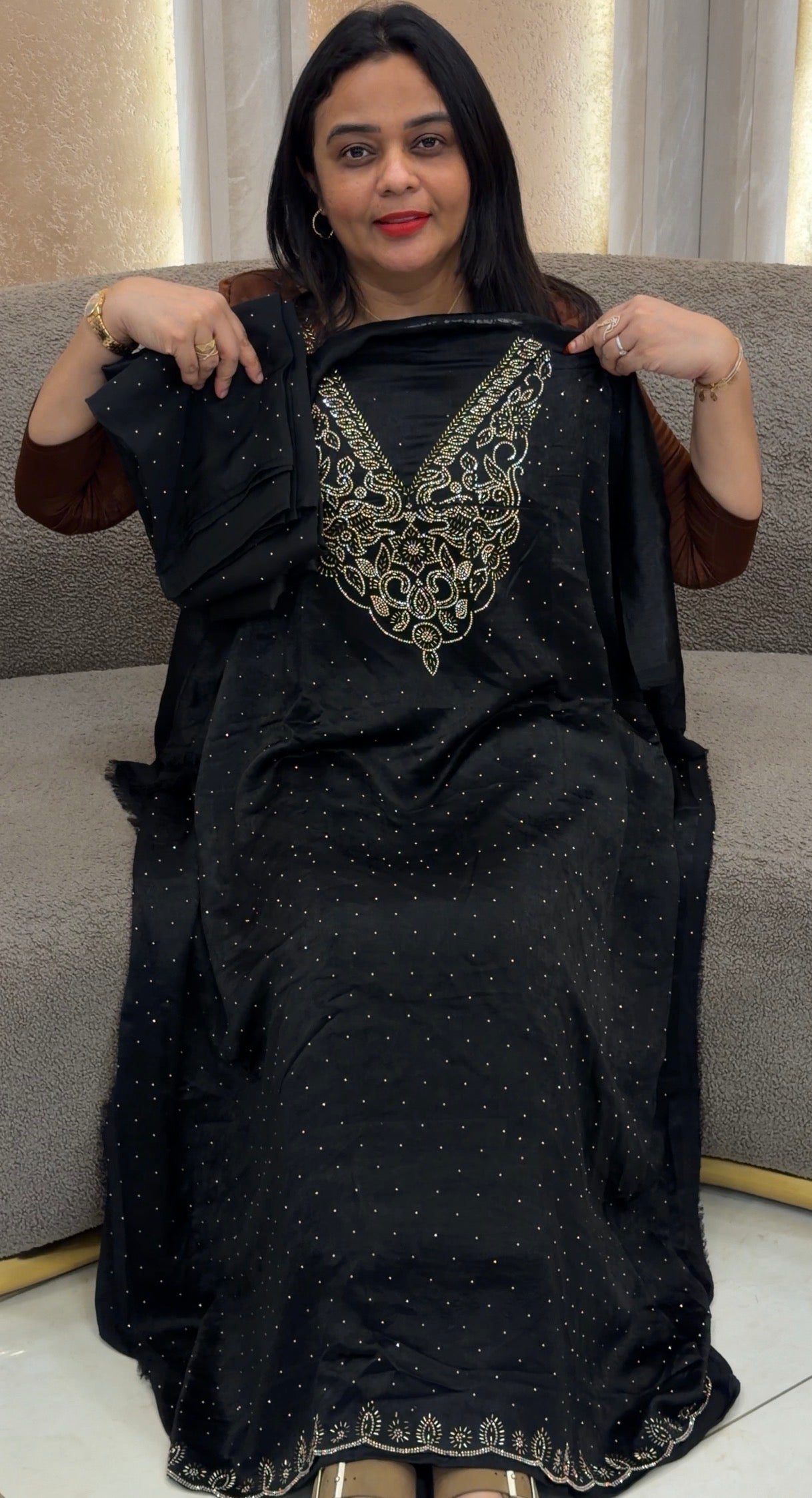GEORGETTE VELVET UNSTITCHED SALWAR SUITS - IHA 32839