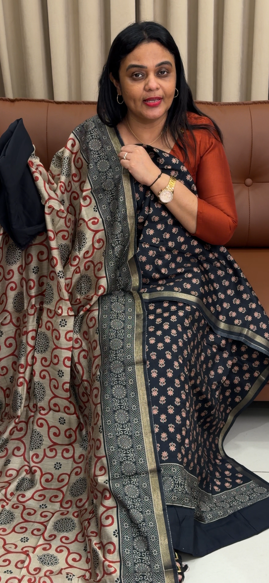MAHESWARI SILK PRINTED UNSTITCHED SALWAR SUITS - IHA 34323
