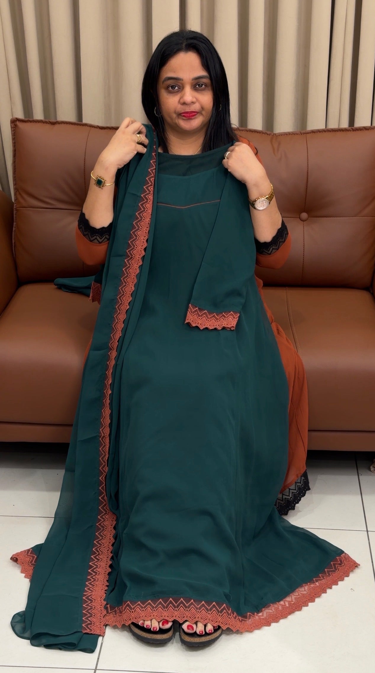 IHA'S IN-HOUSE GEORGETTE ALINE TOP AND DUPATTA - IHA 34255