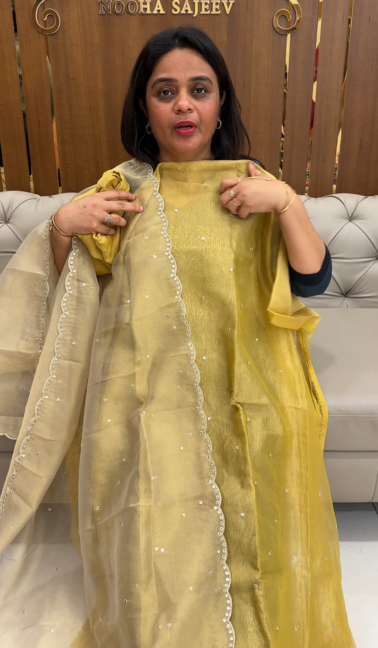 CRUSHED TISSUE UNSTITCHED SALWAR SUITS - IHA 25956