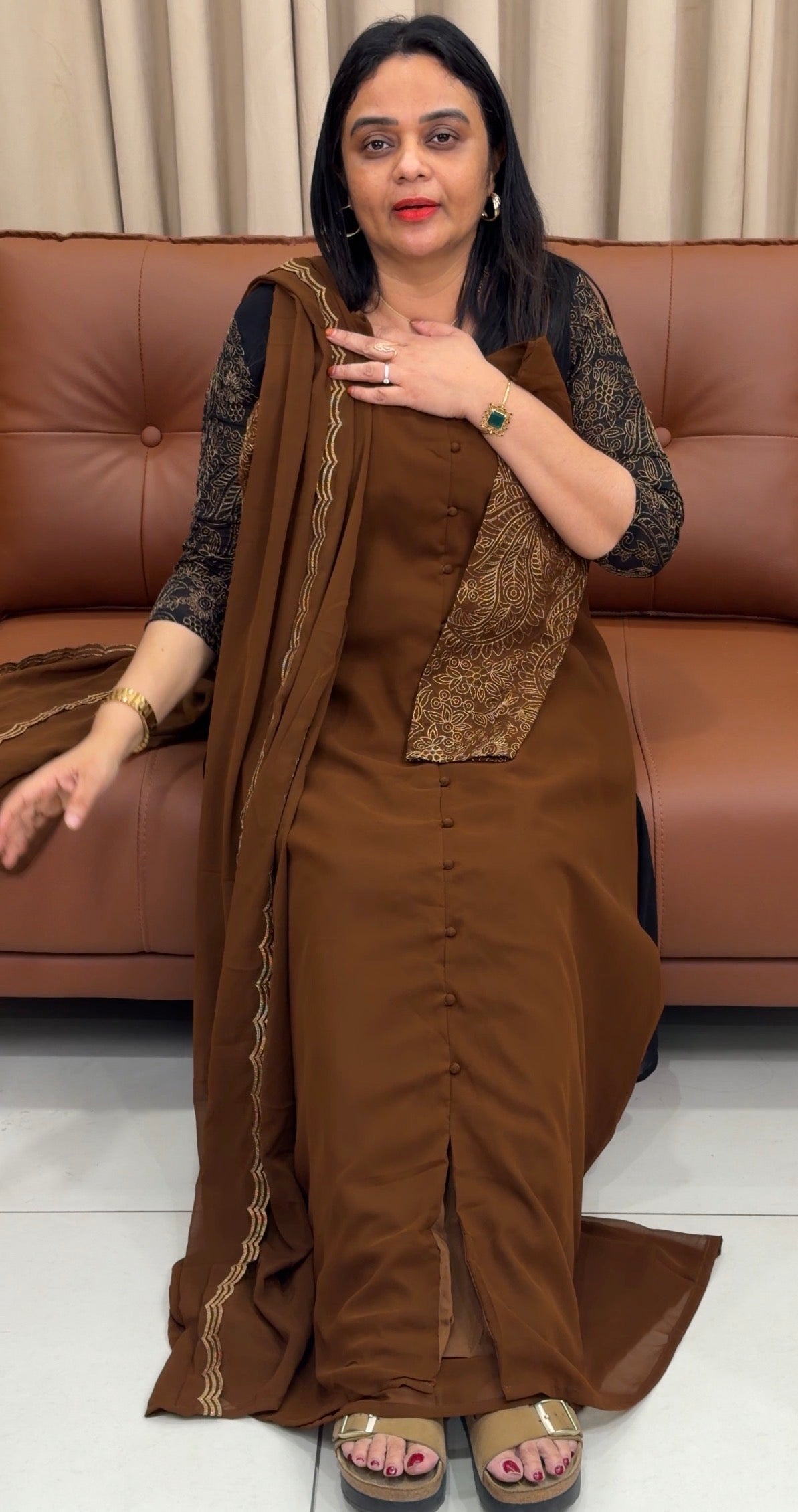SEMI PARTY WEAR TOP,BOTOM AND DUPATTA - IHA 33427