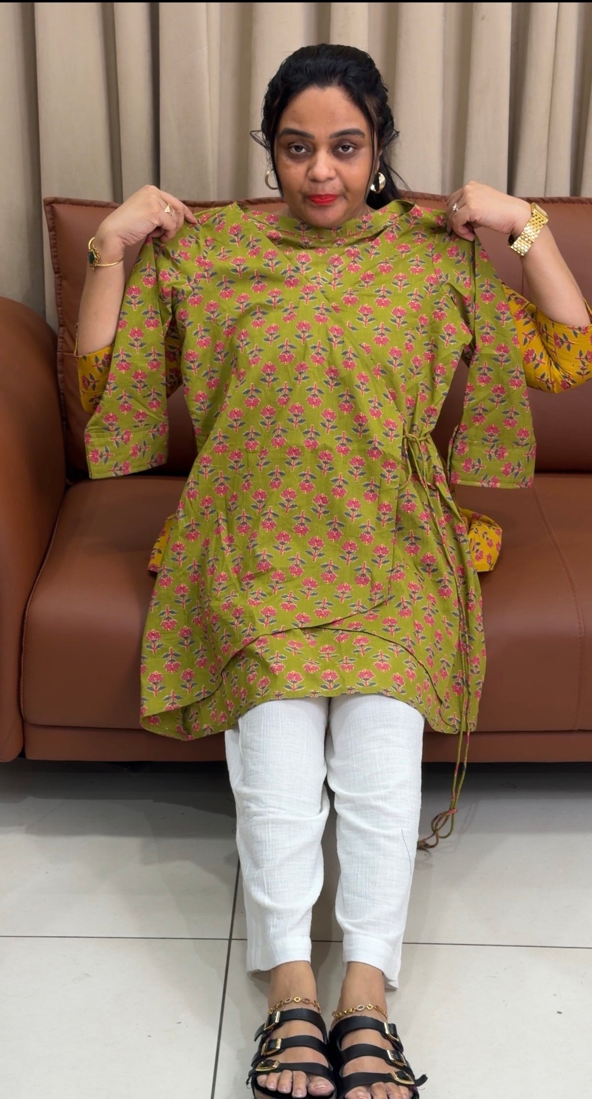 IHA'S IN-HOUSE COTTON PRINTED SHORT TOPS - IHA 35427