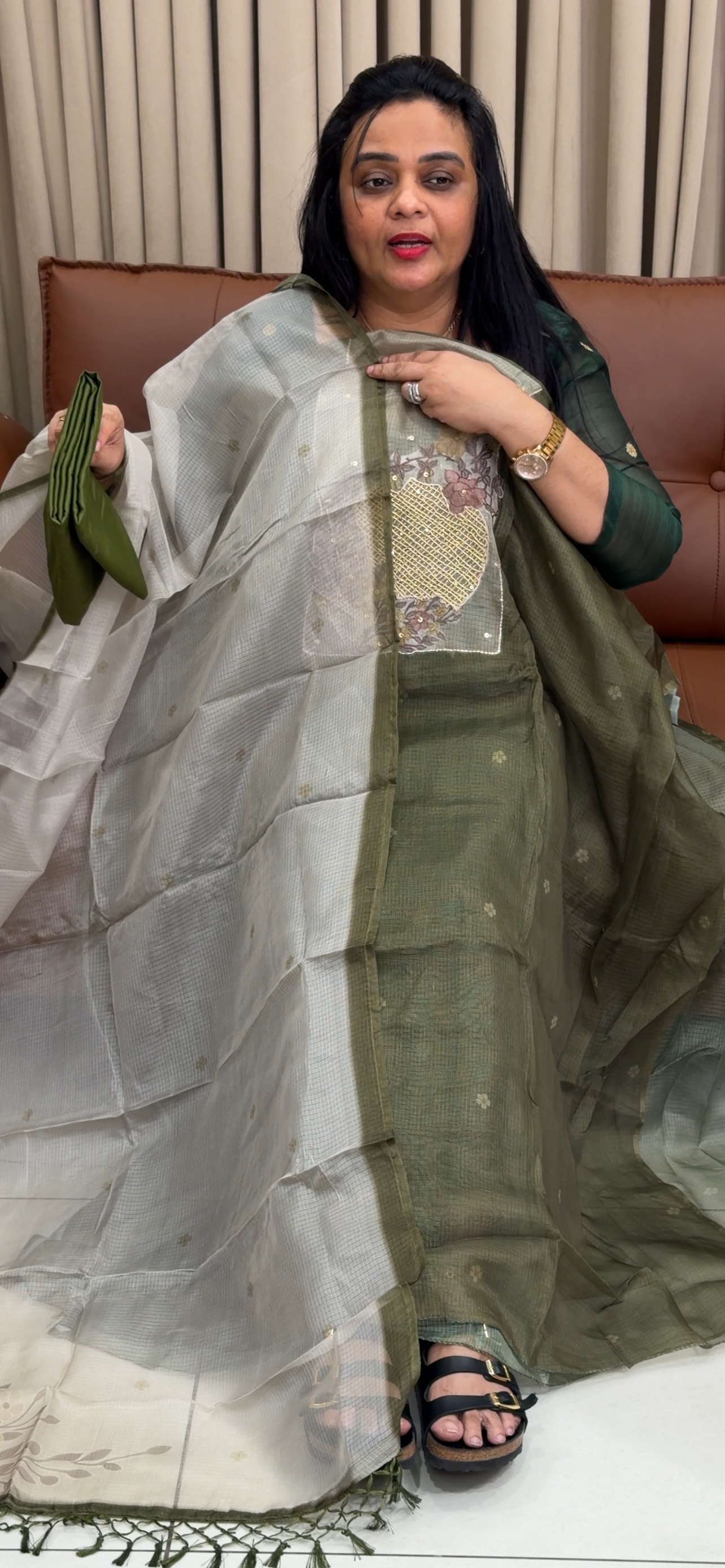 SILKY KOTA UNSTITCHED SALWAR SUITS - IHA 34813