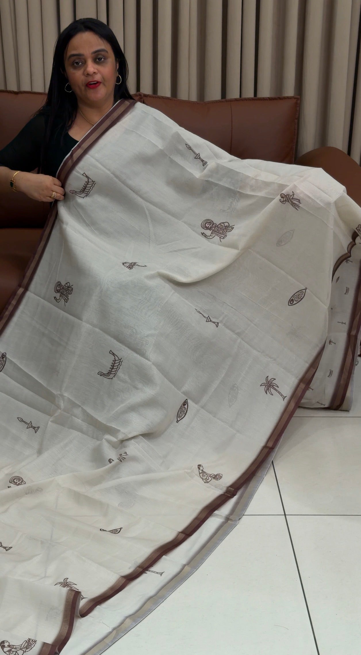 MUL CHANDERI SAREES - IHA 34689