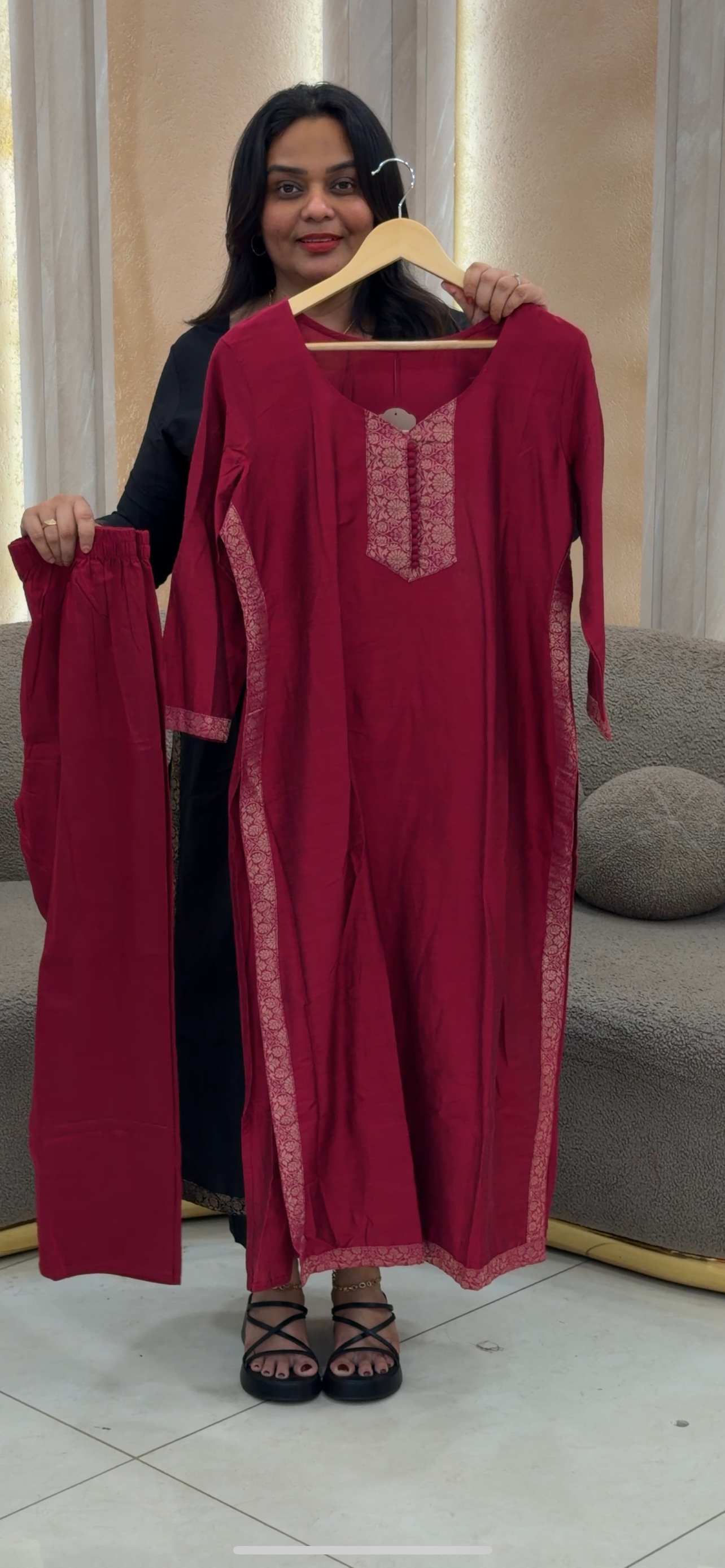 FORWARD SLUB SILK CO-ORDS SETS- - IHA 30584