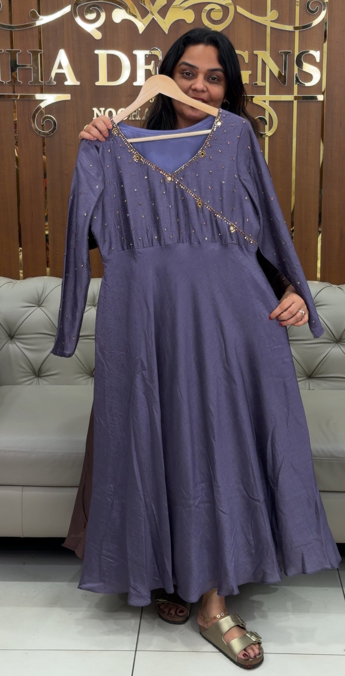 IHA'S IN-HOUSE SEMI RAW SILK ANARKALI TOPS - IHA 30681