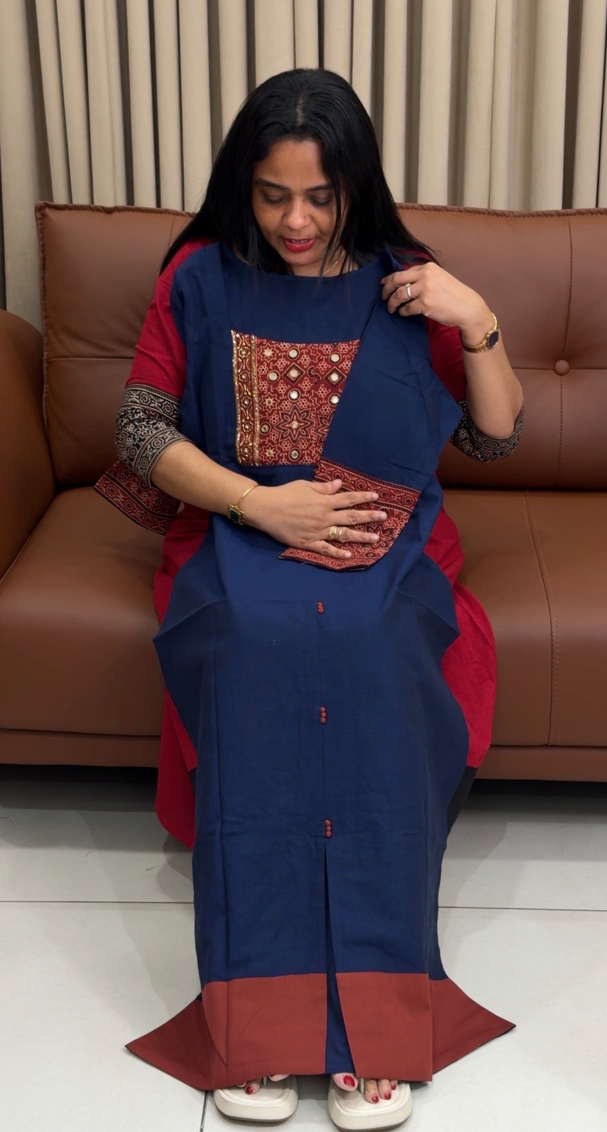 IHA'S IN-HOUSE HANDLOOM COTTON SLITTED  TOPS - IHA 34458