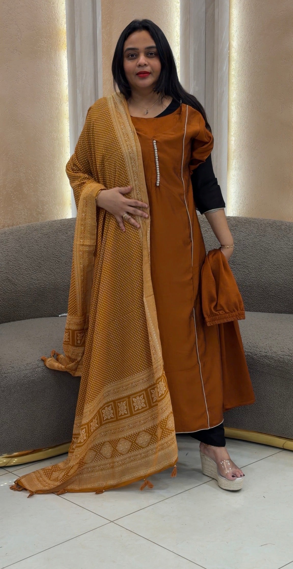 IHA'S IN-HOUSE SEMI RAW SILK TOP AND BOTTOM - IHA 32837