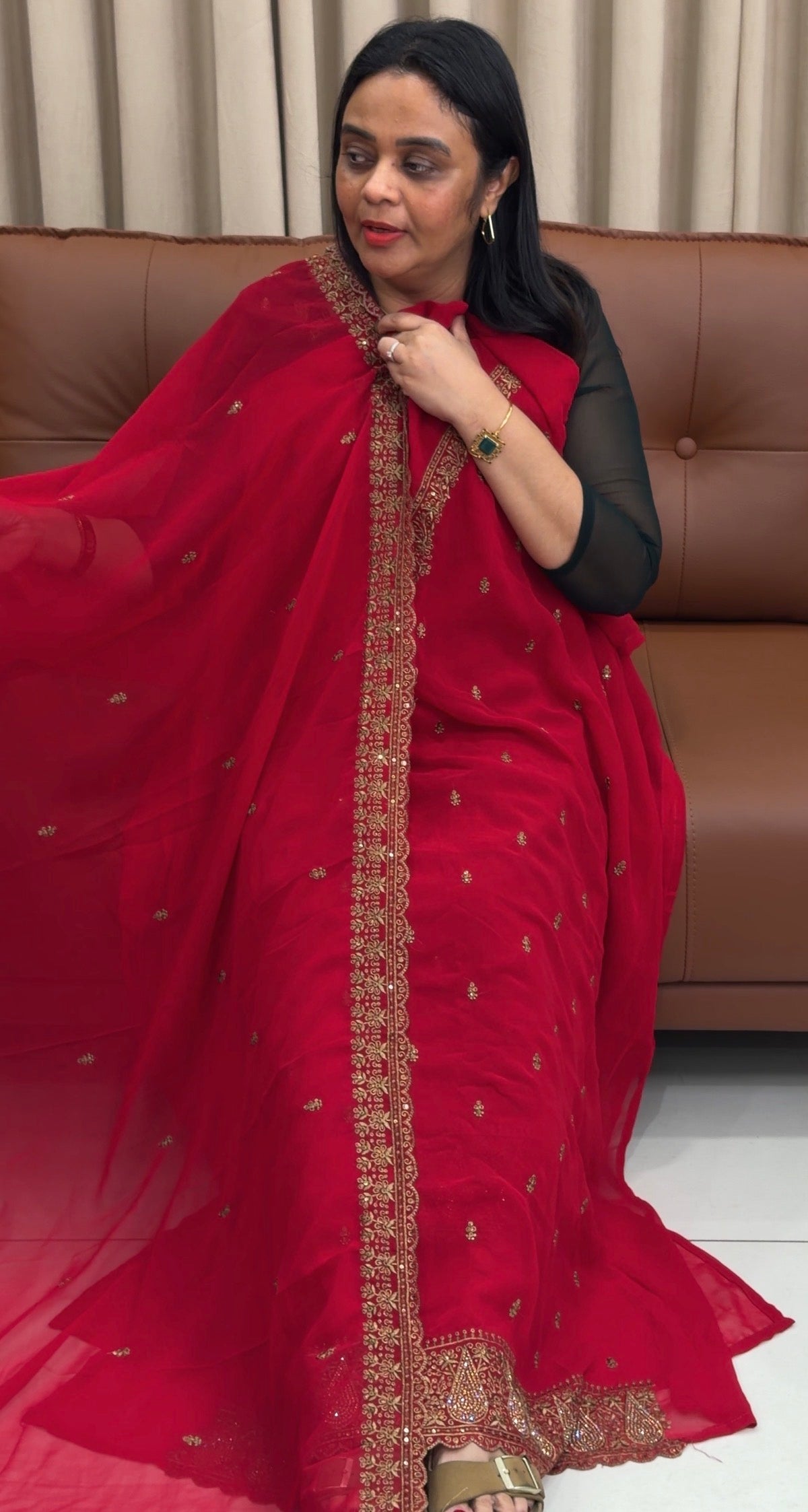SEMI PARTY WEAR UNSTITCHED SALWAR SUITS - IHA 33595