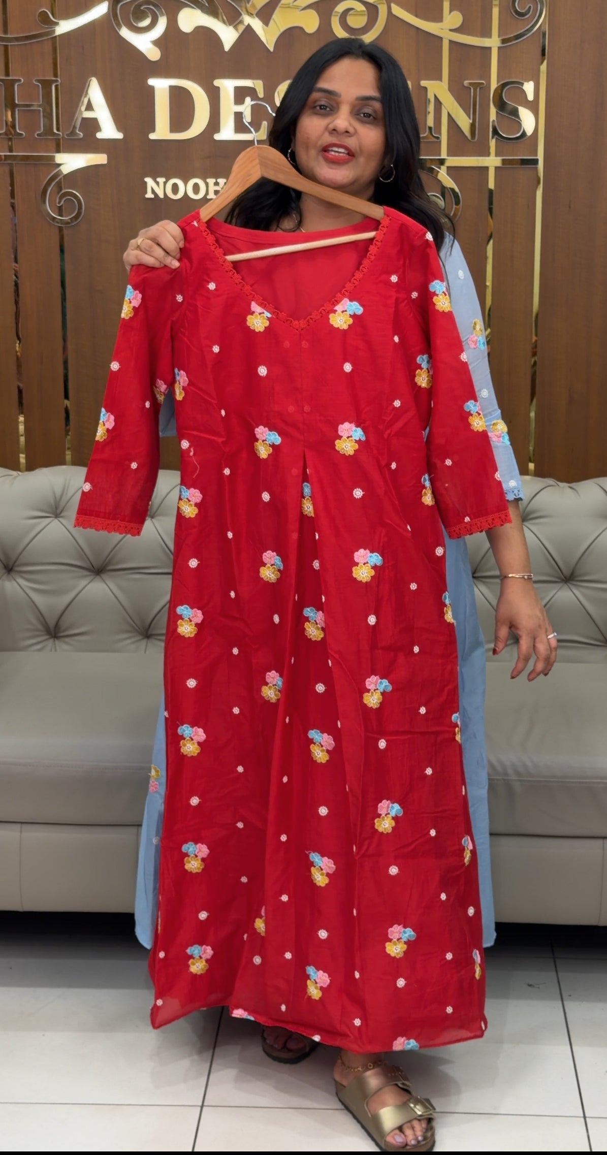 IHA'S IN-HOUSE MUL CHANDERI ALINE TOPS - IHA 35080