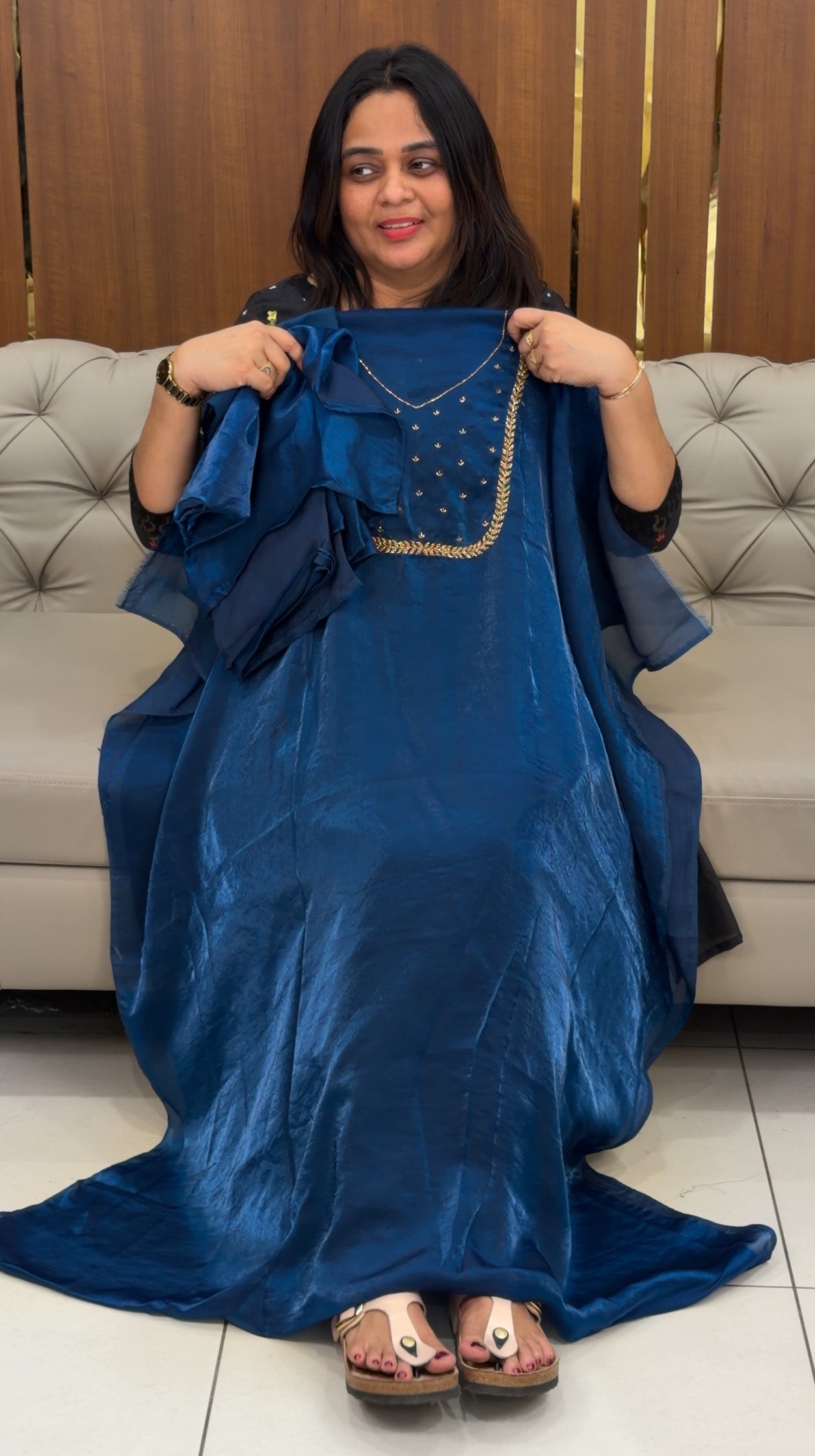 VELVET ORGANZA UNSTITCHED SALWAR SUITS - IHA 29130