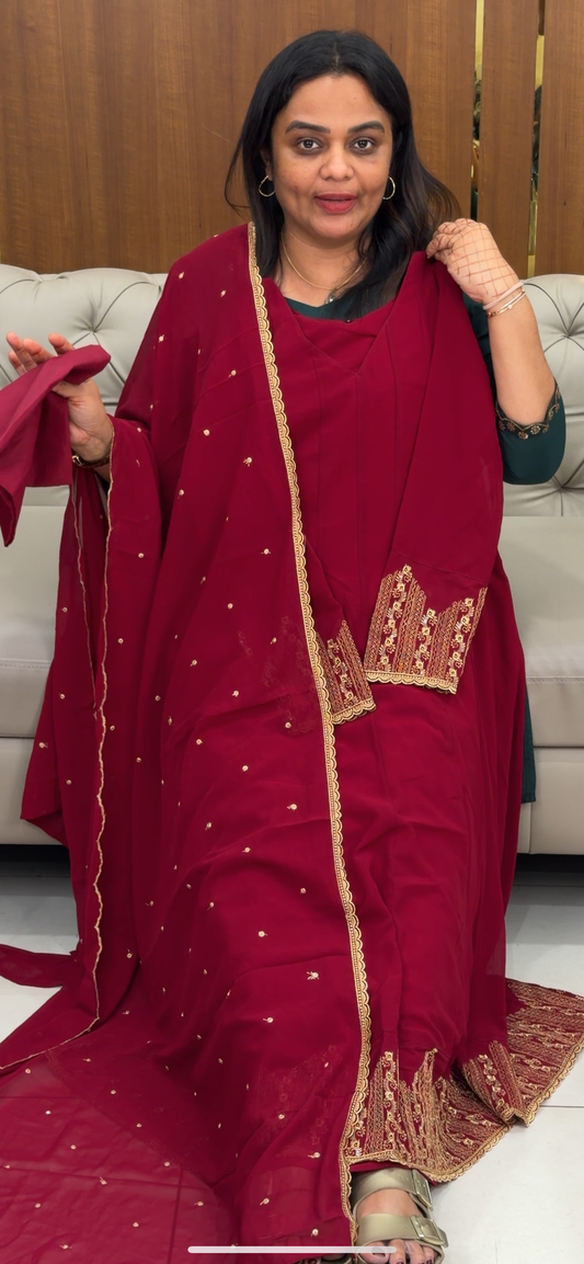 ANARKAALI TOP, BOTTOM AND DUPATTA - IHA 30375