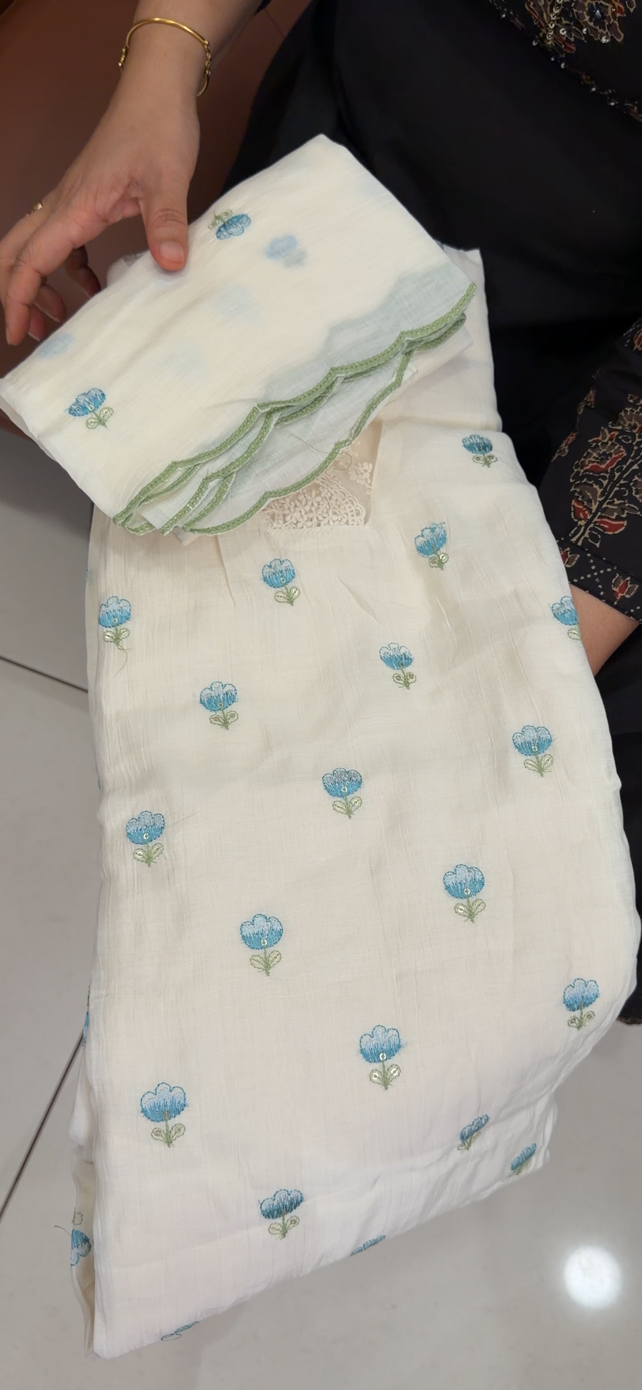 MUL CHANDERI UNSTITCHED SALWAR SUITS - IHA 34503