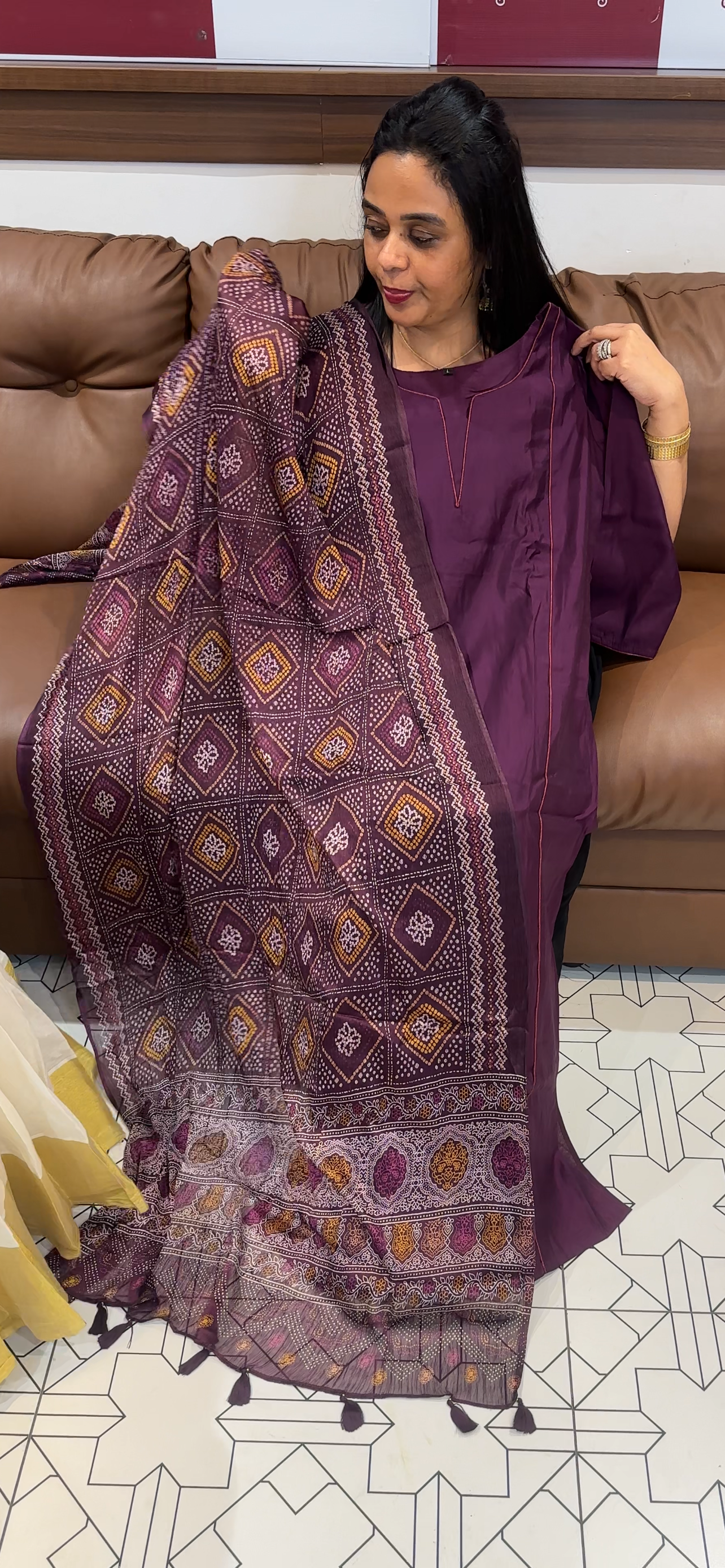 MUL CHANDERI TOP, BOTTOM AND DUPATTA - IHA 34983