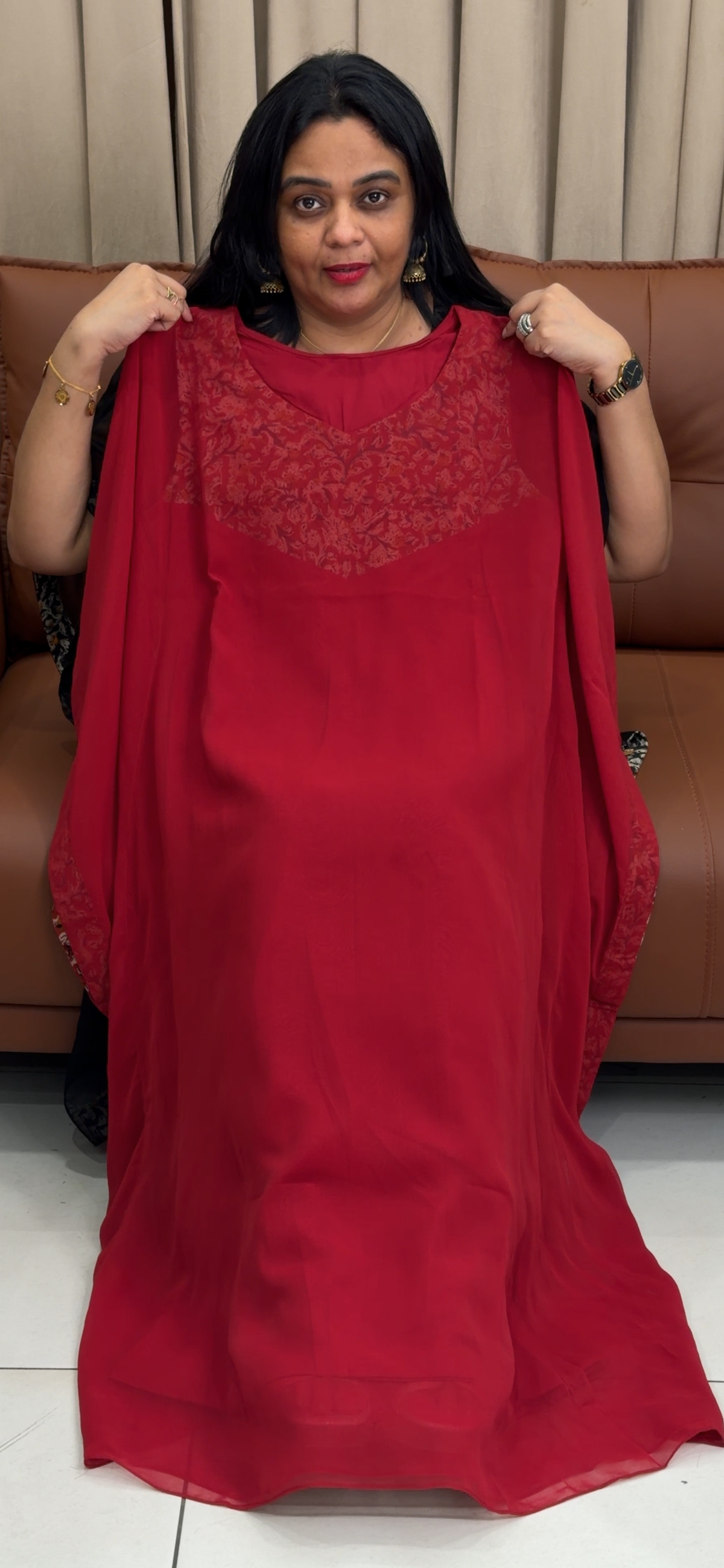 IHA'S IN-HOUSE GEORGETTE KAFTAN TOPS - IHA 35723