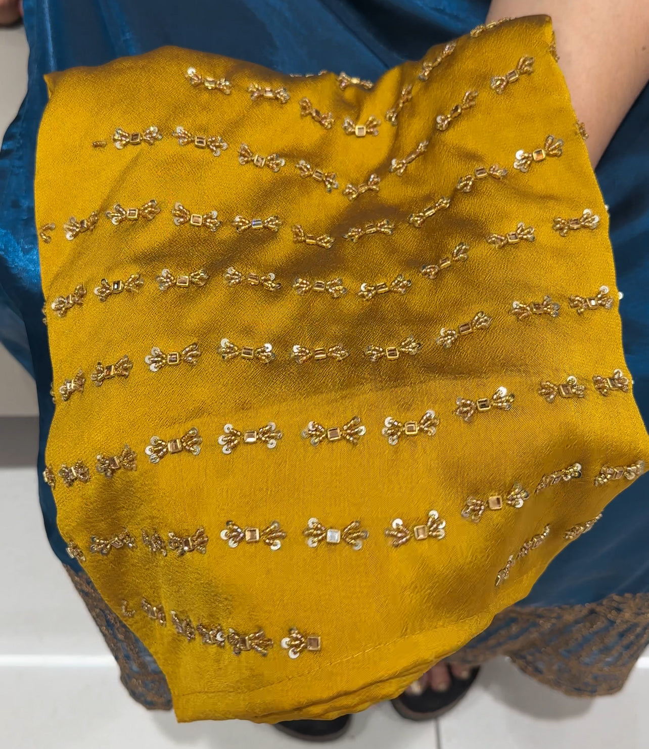 HAND WORKED BLOUSE MATERIAL - IHA 24105
