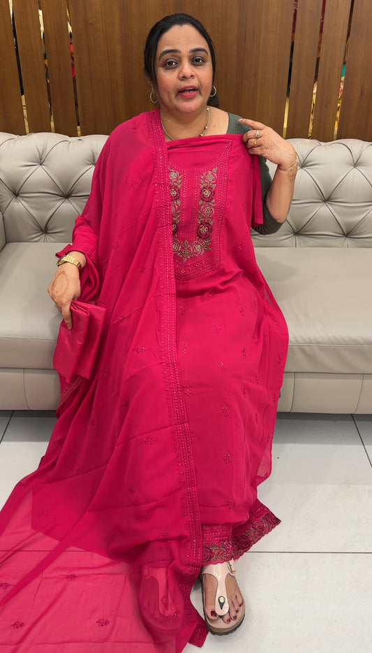 FAUX GEORGETTE UNSTITCHED SALWAR SUITS - IHA 27631