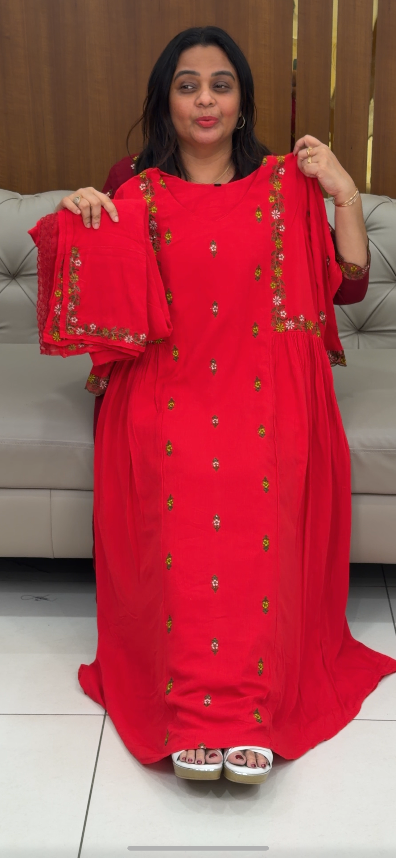 CRUSHED RAYON TOP, BOTTOM AND DUPATTA - IHA 29314