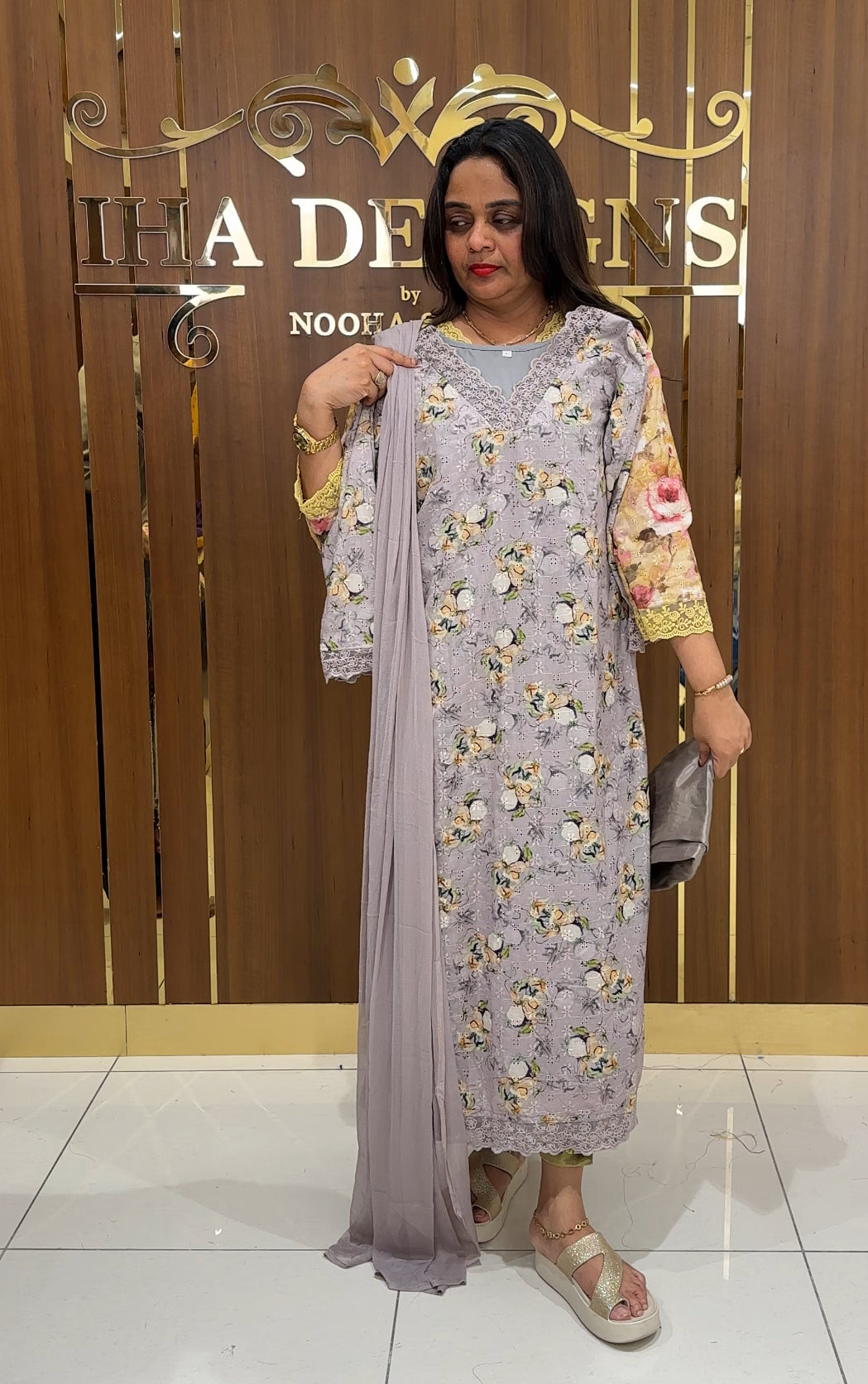 PRINTED HAKOBA TOP, BOTTOM AND DUPATTA  - IHA 23001