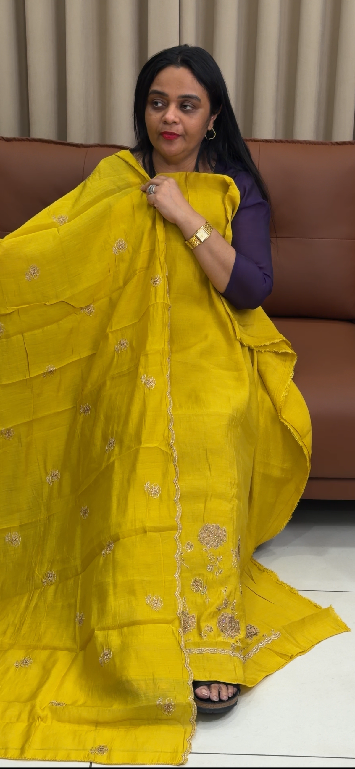 MALAI CHANDERI UNSTITCHED SALWAR SUITS - IHA 35286