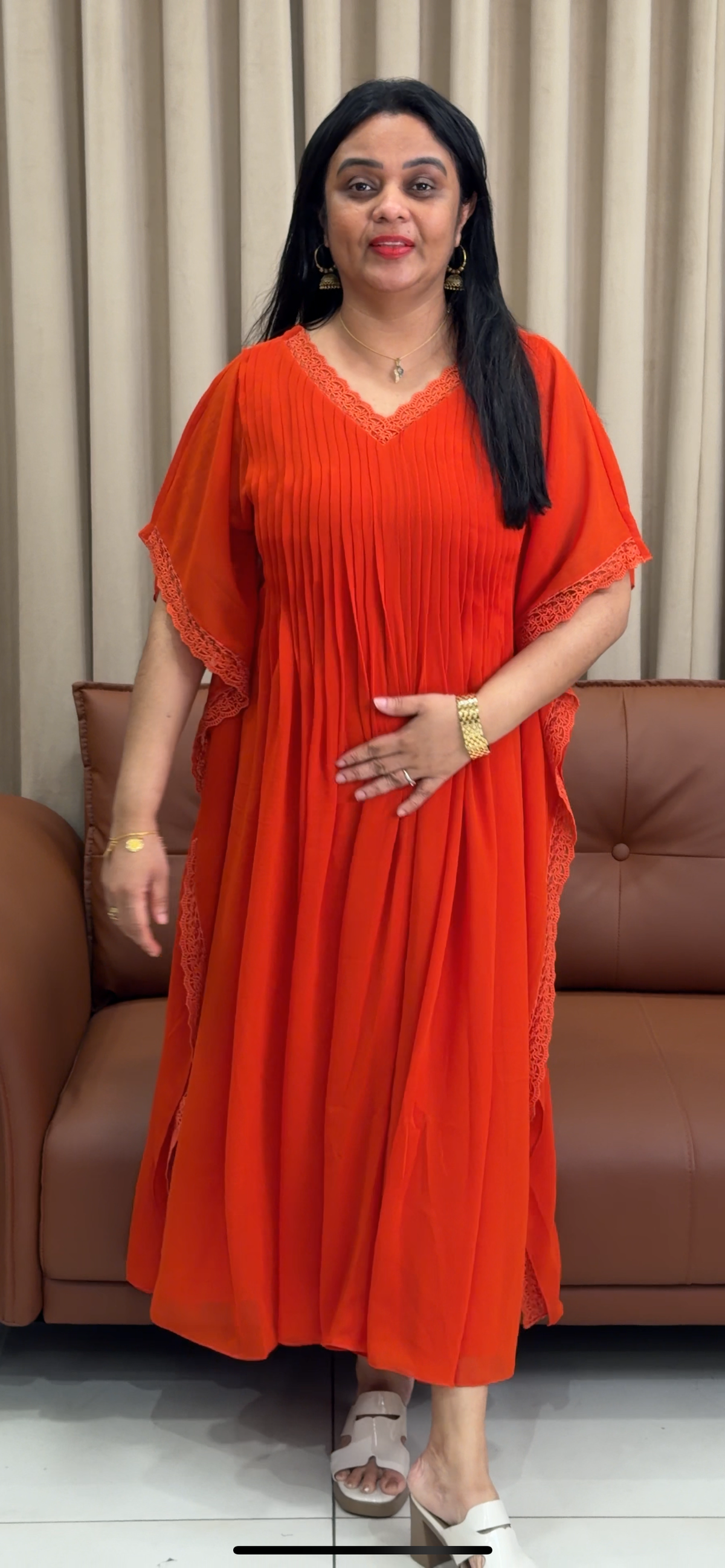 IHA'S IN-HOUSE FAUX GEORGETTE KAFTAN TOPS - IHA 35781