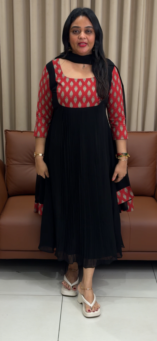 IHA'S IN-HOUSE FAUX GEORGETTE  ALINE TOP AND DUPATTA - IHA 33854