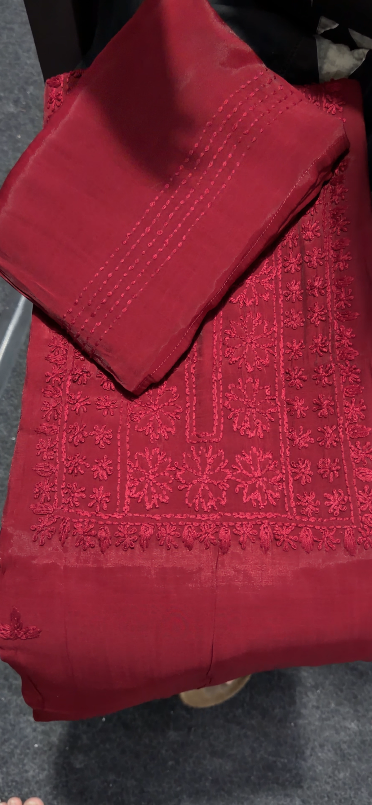 LUCKNOWI CHIKANKARI UNSTITCHED SALWAR SUITS - IHA 36049
