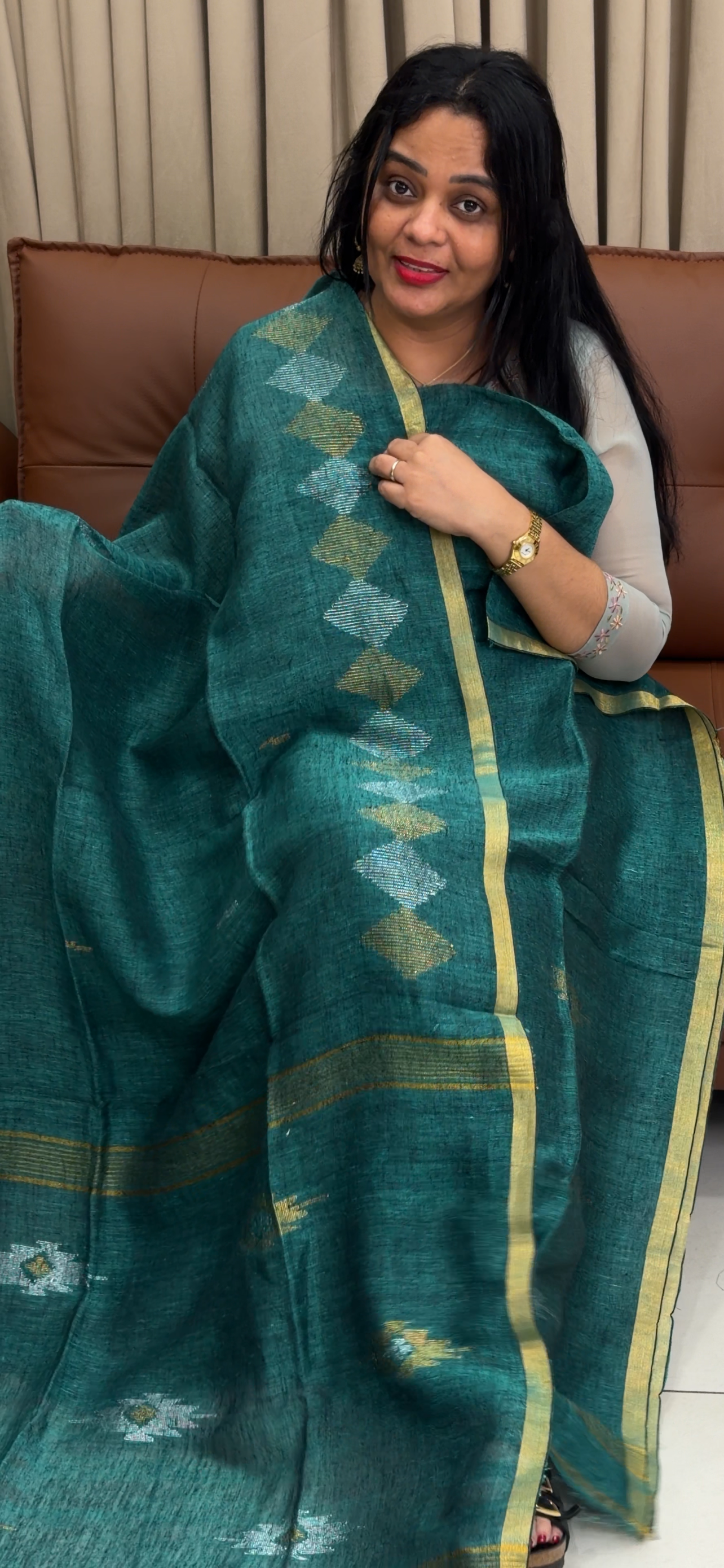 LINEN JAMDANI UNSTITCHED SALWAR SUITS - IHA 34516
