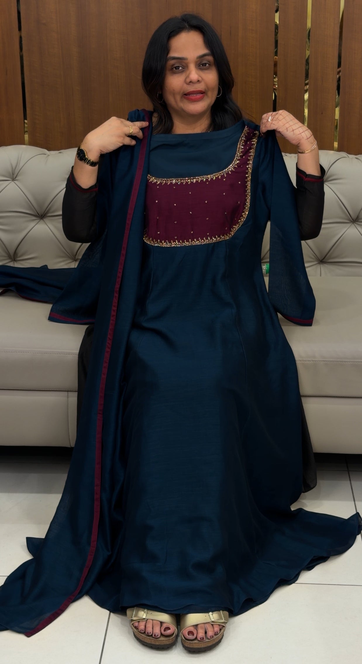 IHA'S IN-HOUSE HAND WORKED ALINE TOP AND DUPATTA - IHA 33700
