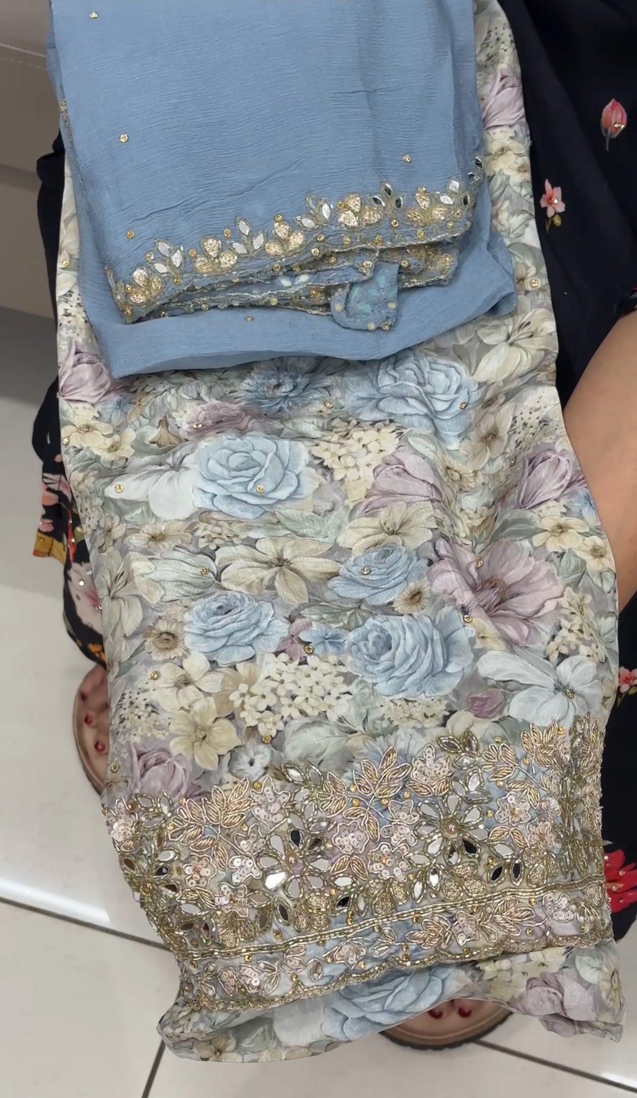 PRINTED CRAPE SILK UNSTITCHED SALWAR SUITS - IHA 28674