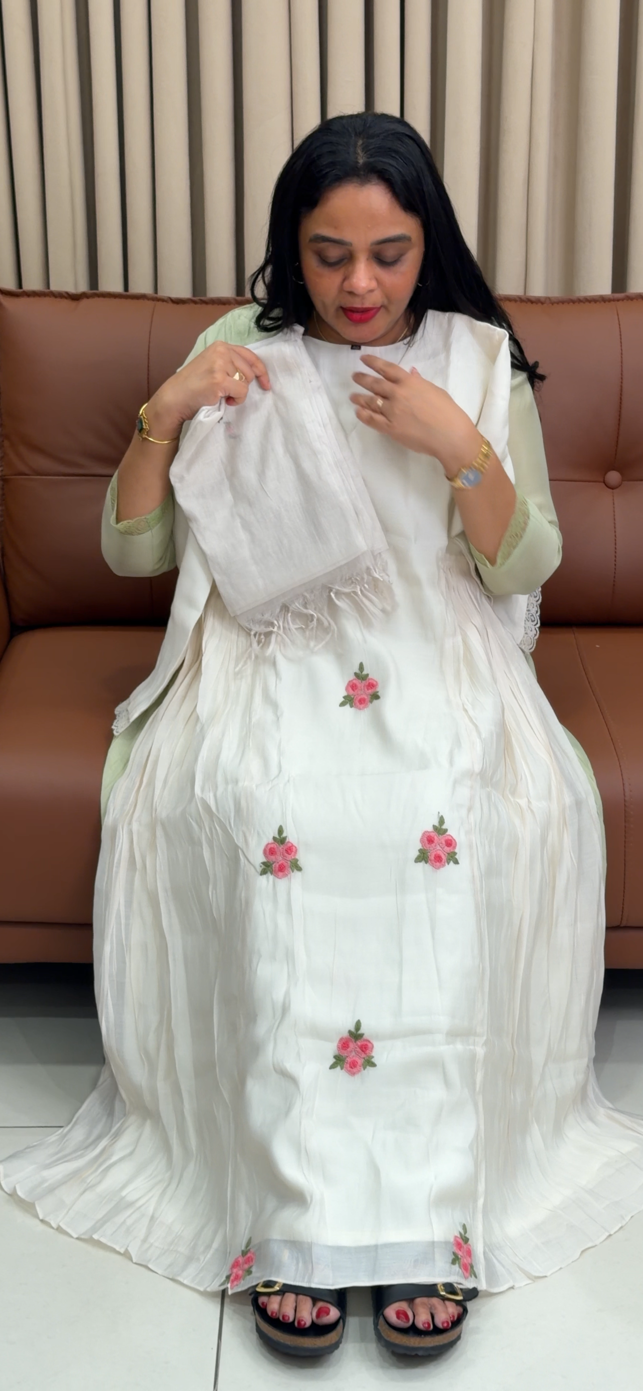 MALAI CHANDERI TOP, BOTTOM AND DUPATTA - IHA 34448