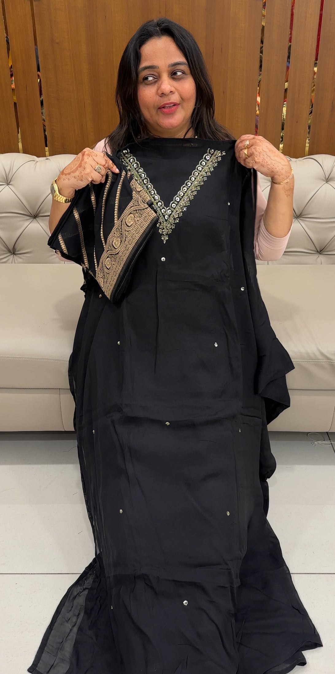VISCOSE ORGANZA UNSTITCHED SALWAR SUITS - IHA 27488