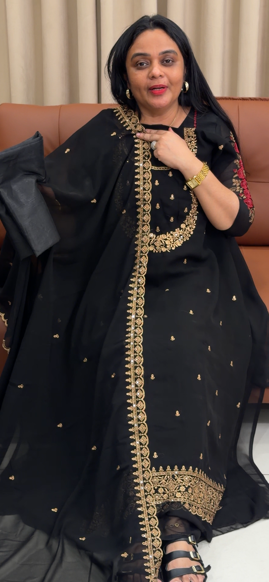 FAUX GEORGETTE UNSTITCHED SALWAR SUITS - IHA 35351