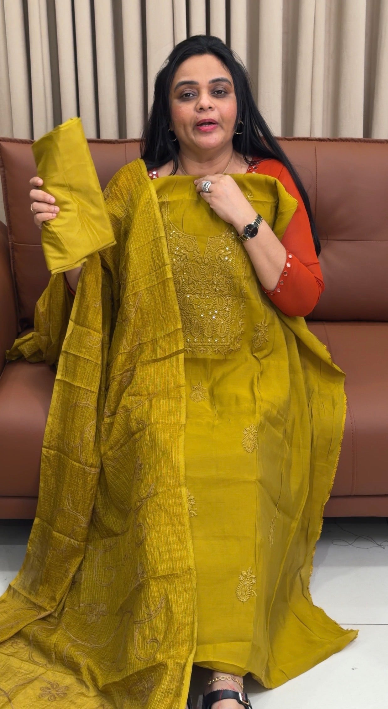 MUL CHANDERI UNSTITCHED SALWAR SUITS - IHA 34947