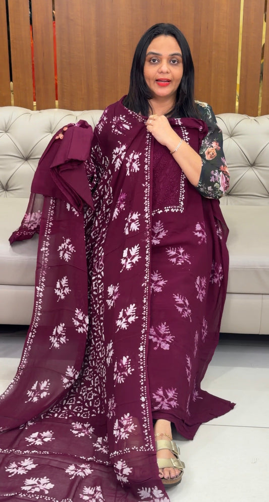BATIK PRINTED GEORGETTE UNSTITCHED SALWAR SUITS - IHA 32390
