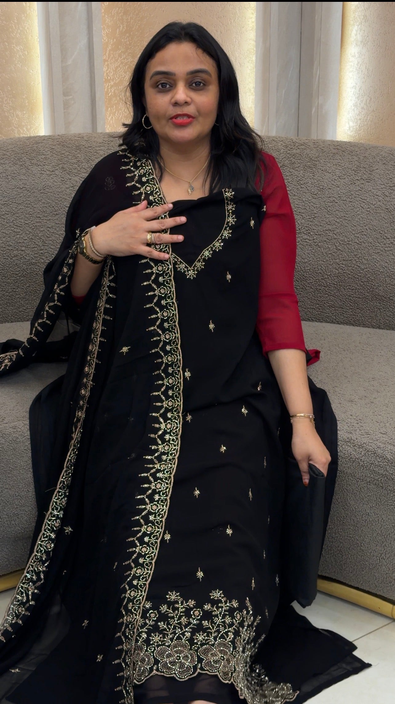 HANDWORKED UNSTITCHED SALWAR SUITS - IHA 32919