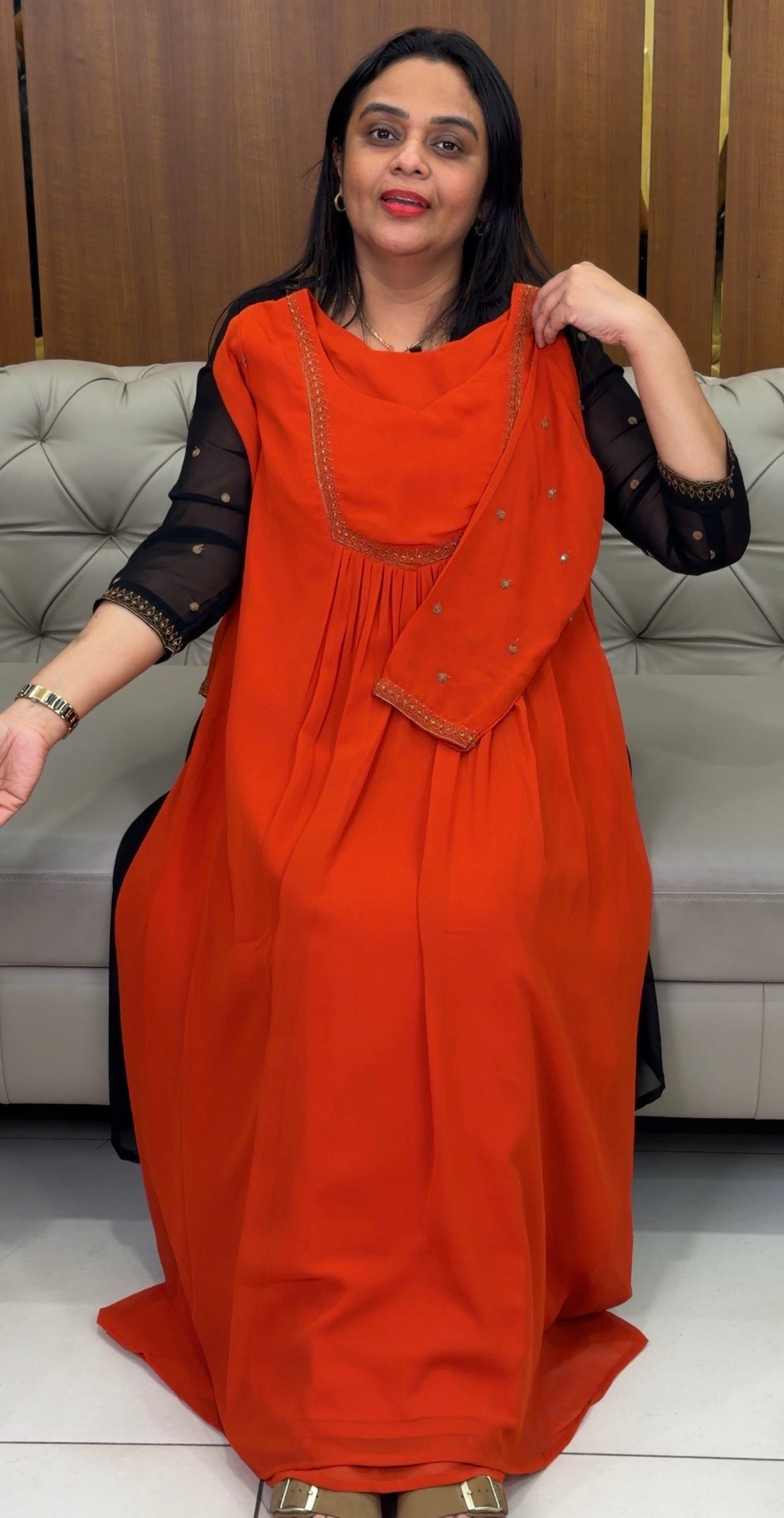FAUX GEORGETTE ALINE TOPS - IHA 32804